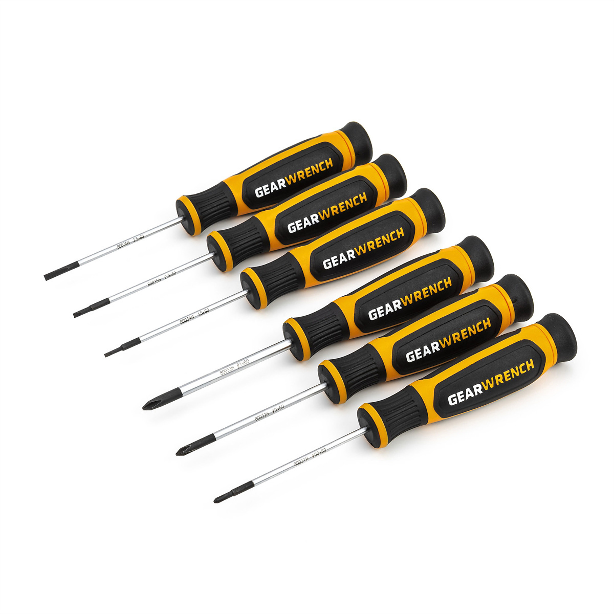 GearWrench Phillips/Slotted Mini Screwdriver Set — 6-Pc., Dual Material, Model# KDT80055H
