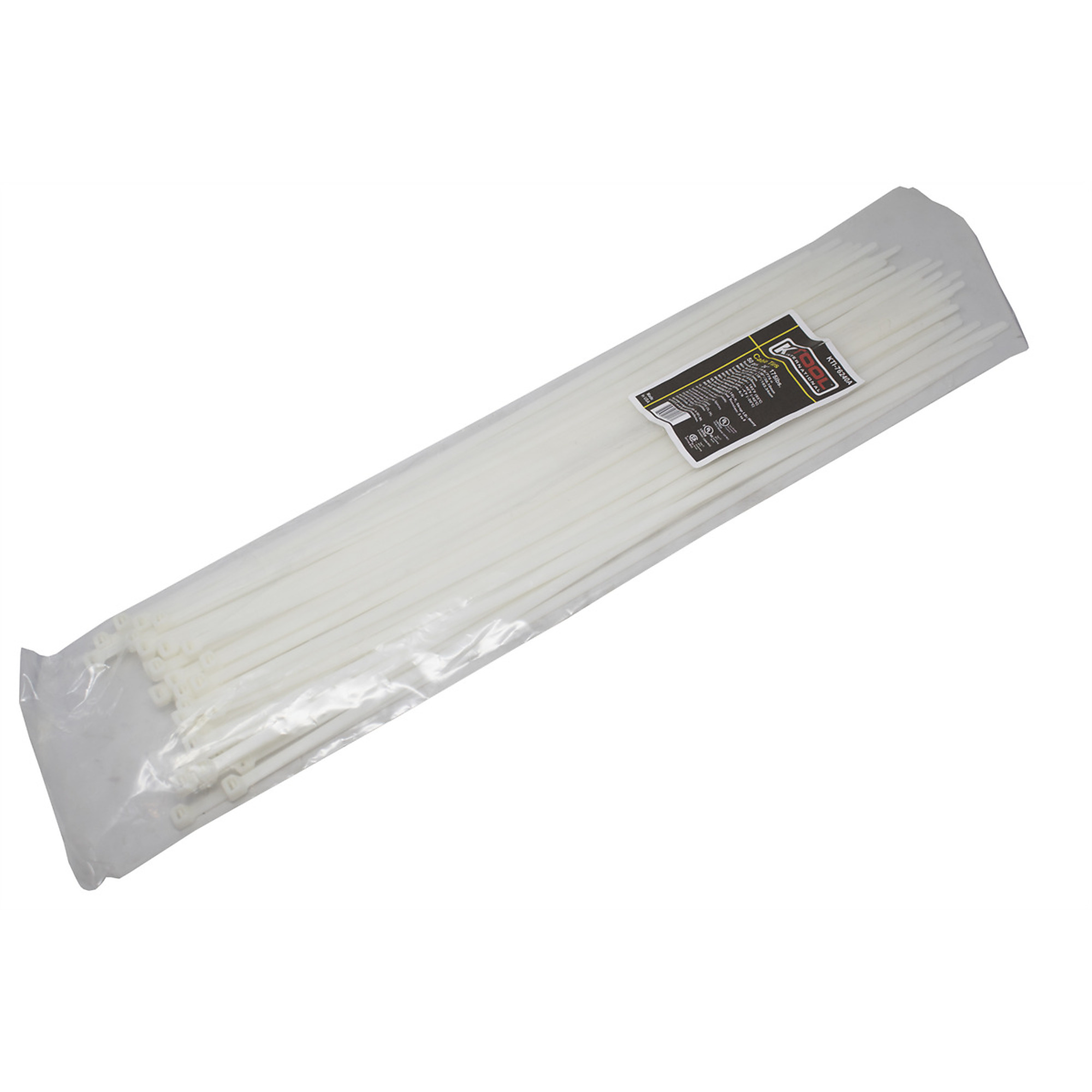 K Tool International Cable Zip Ties — 24in. Length, Natural, 50 Pcs, Model# KTI76240A