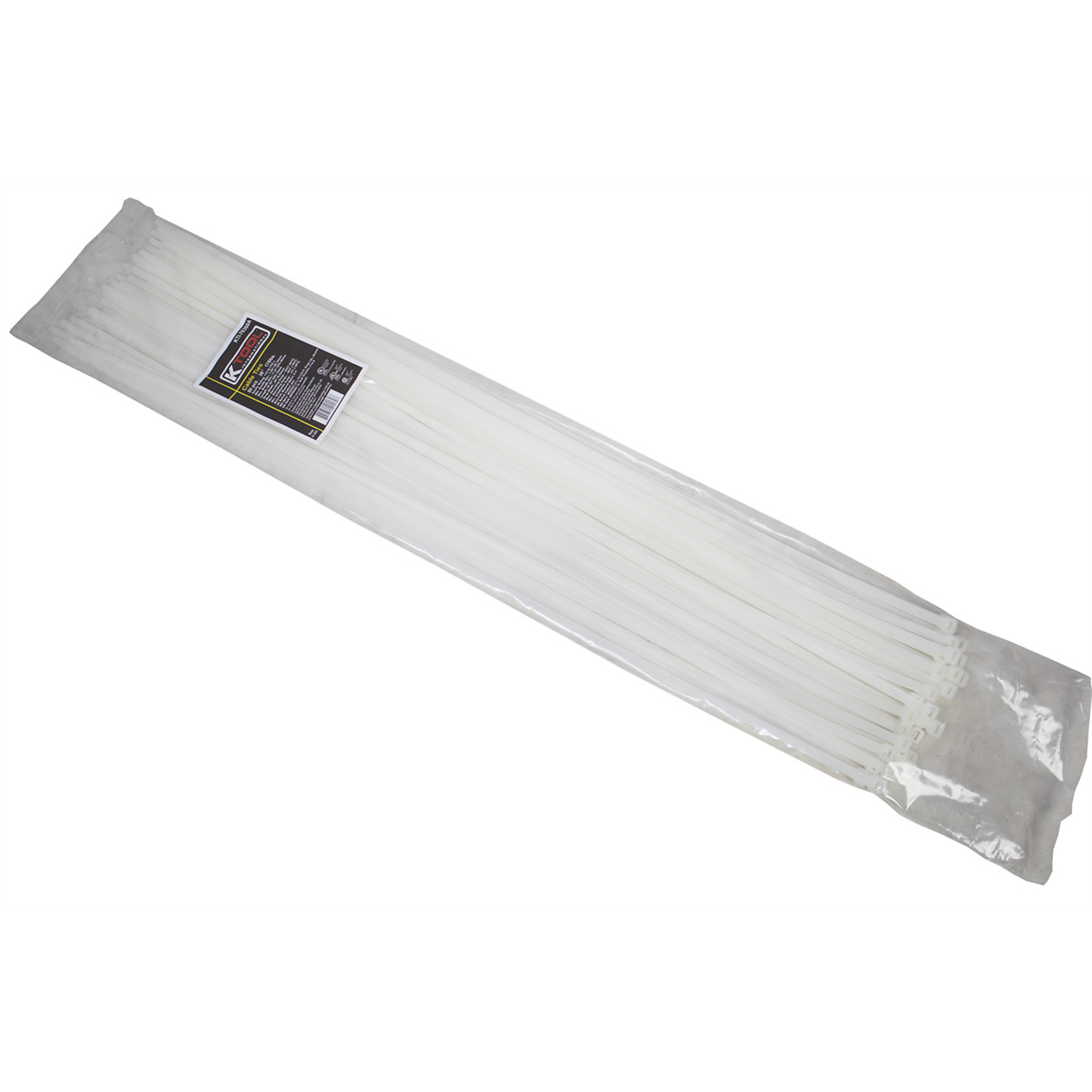 K Tool International Cable Zip Ties — 36in., Natural, 50 Pcs, Model# KTI76360A