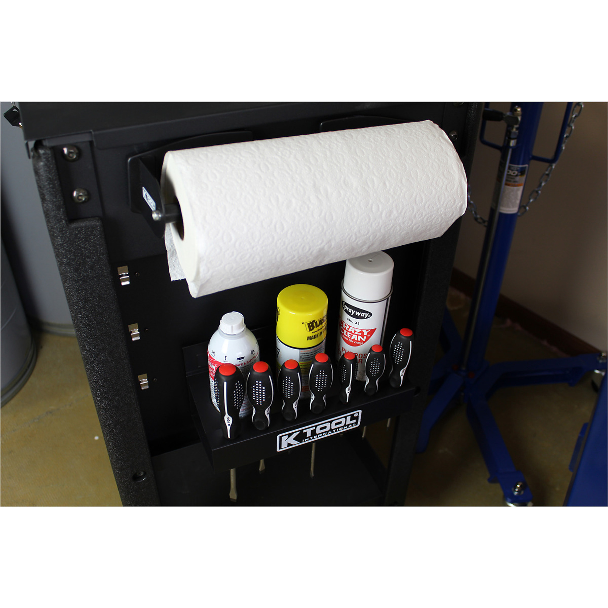 K Tool International Magnetic Toolbox Trays Set — 4-Piece, 6in. & 12in. Rectangular Trays, Paper Towel Holder, Spray Can Holder, Model# KTI72462A