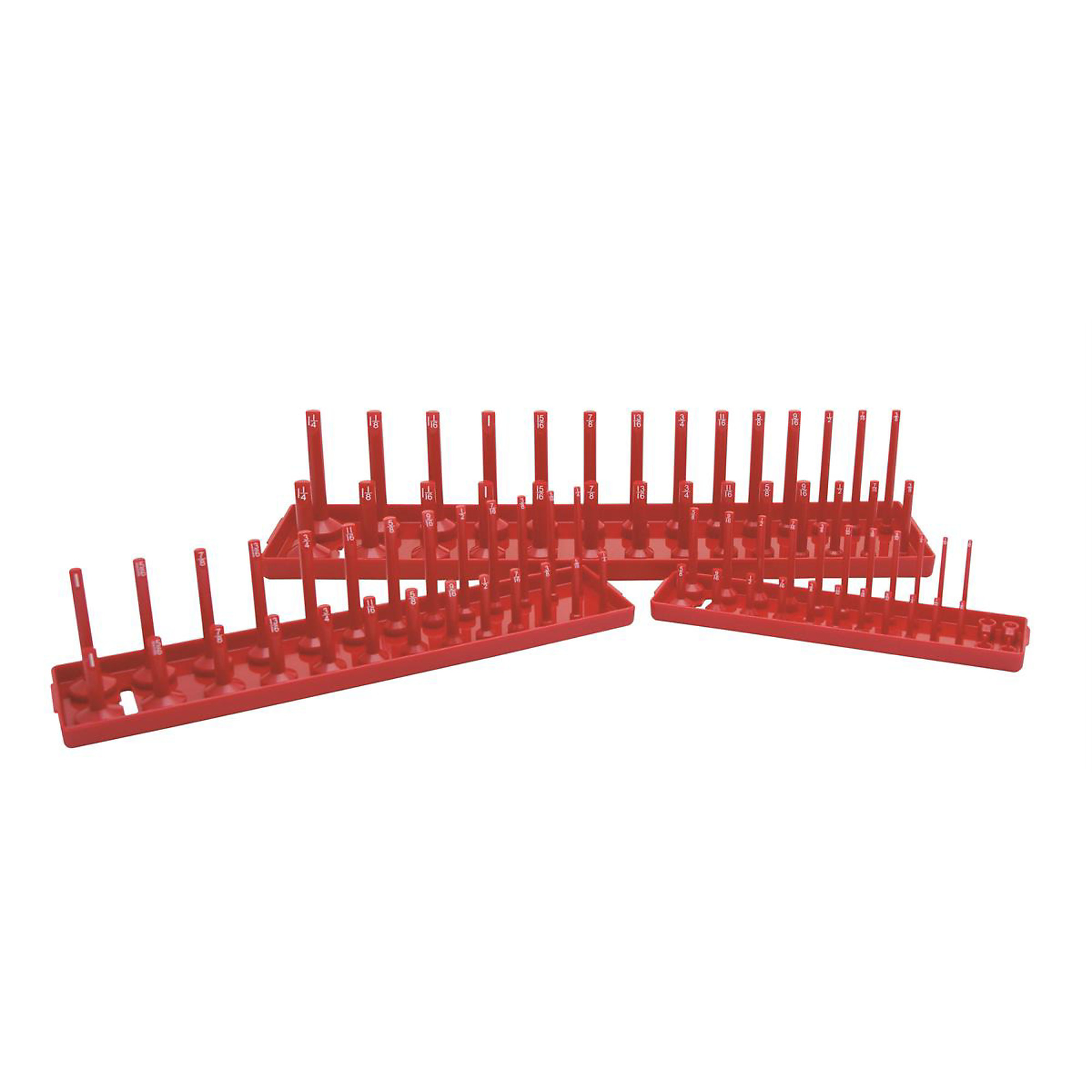 K Tool International Socket Holder Set — 3-Pc., SAE, 1/4in., 3/8in. & 1/2in. Drive, Red, Model# KTI72470