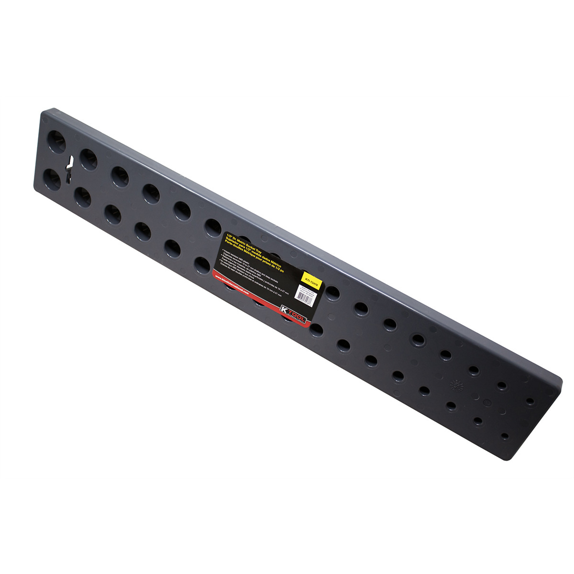 K Tool International Socket Holder — 1/2in. Drive, Metric, Holds 34 Sockets, Gray, Model# KTI72478