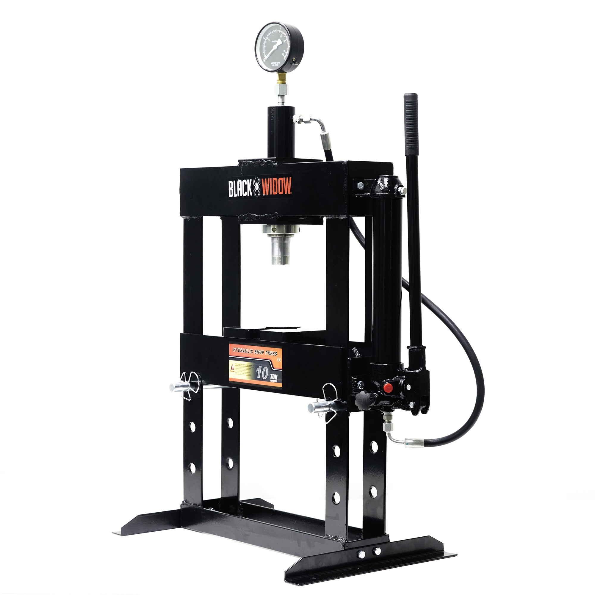 Black Widow, Black Widow 10 Ton Hydraulic Shop Press, Press Type Hydraulic, Max. Pressure 10 Tons, Model# BD-PRESS-10H