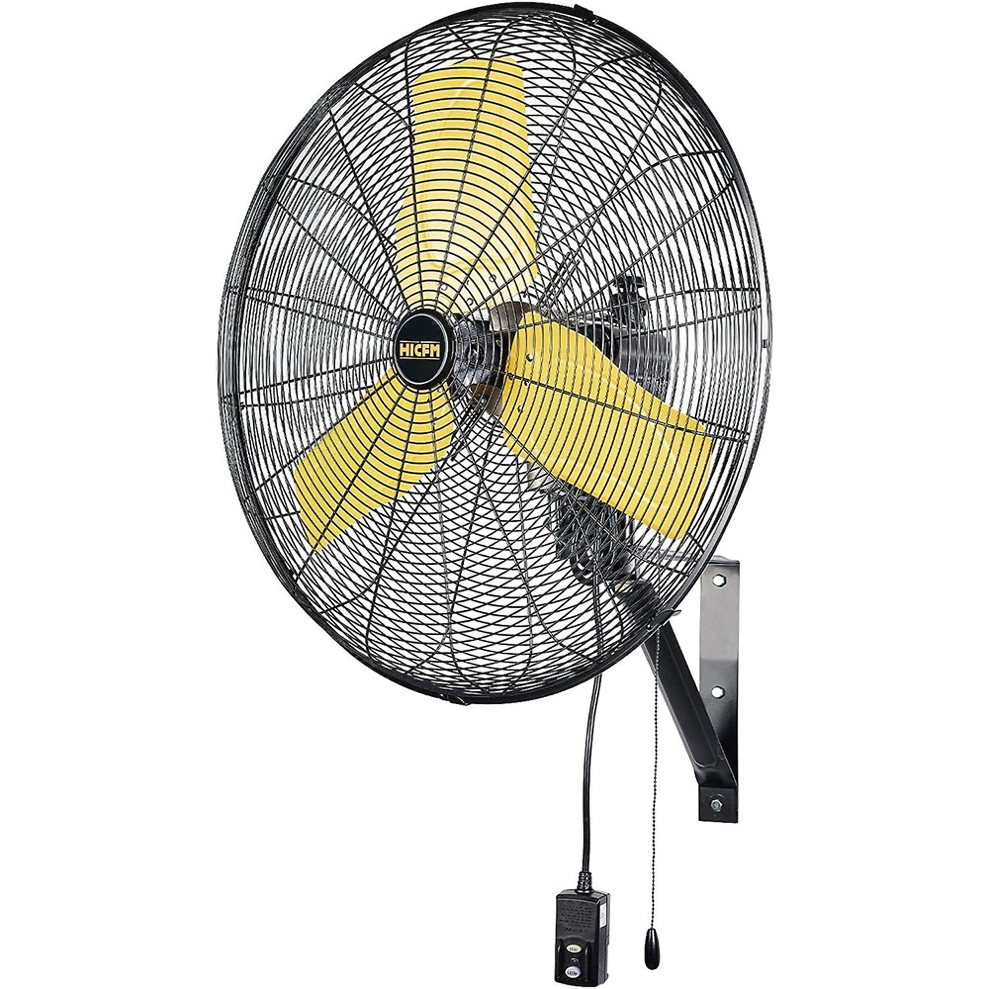 EdenDirect Outdoor Wall Mounted Fan — 24in. Oscillating, 8900CFM, 3-Speeds, IP44 Enclosure, GFCI Plug, Yellow, Model# FAN-OW24S