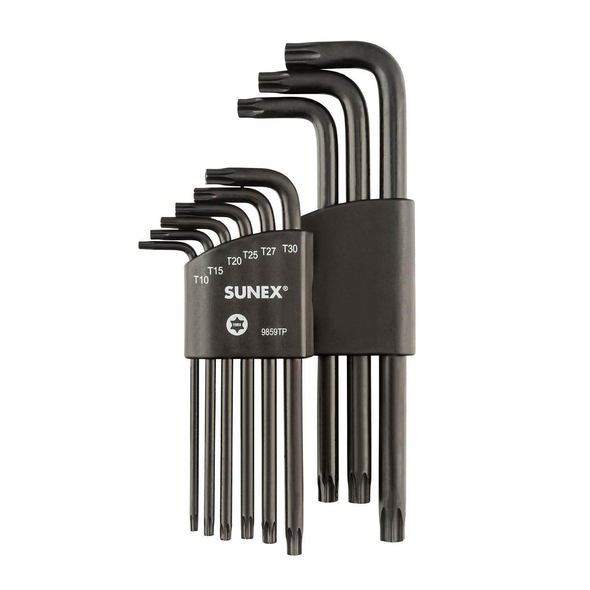 Sunex Tools Tamperproof TORX Long Arm Key Set — 9-Piece, Magnatized, T10-T50, Model# 9859TP