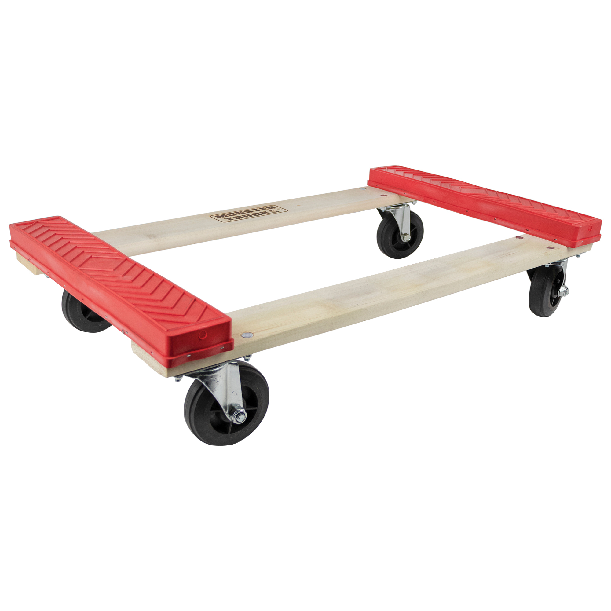 Monster Trucks 4-Wheel Rubber-Cap Style Dolly — Hardwood, Nonmarking Wheels, Model# MT10002