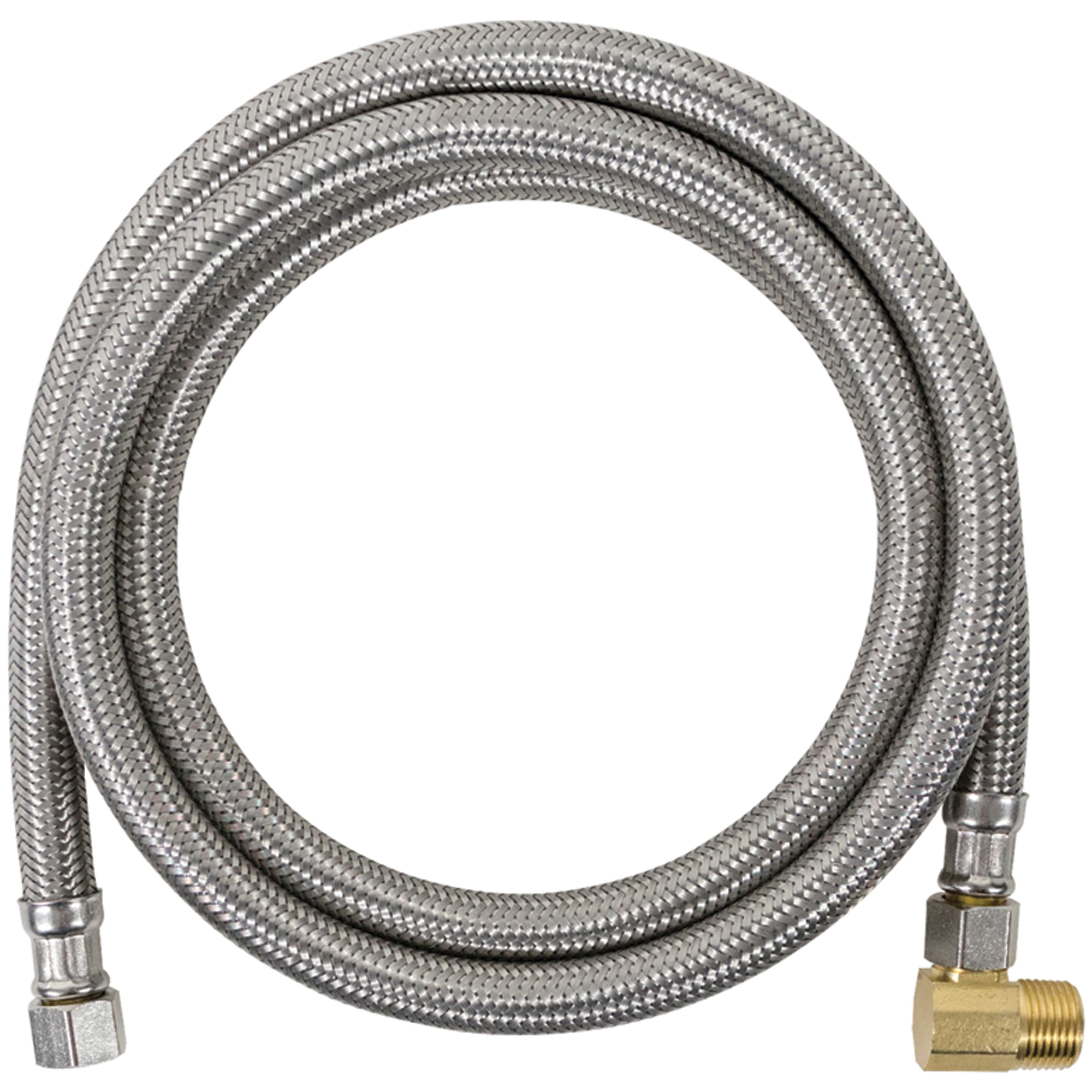 Certified Appliance Accessories Braided Stainless Steel Dishwasher Connector with Angled Elbow — 3/8in. FCM x 3/8in. FCM, 4ft., Model# DW48SSBL