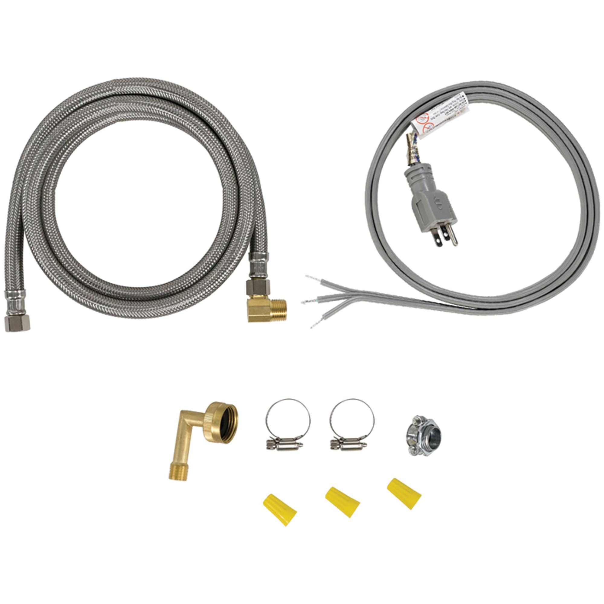 Certified Appliance Accessories Dishwasher Installation Kit — Includes Power Cord and Water Hose, Model# DWKITST