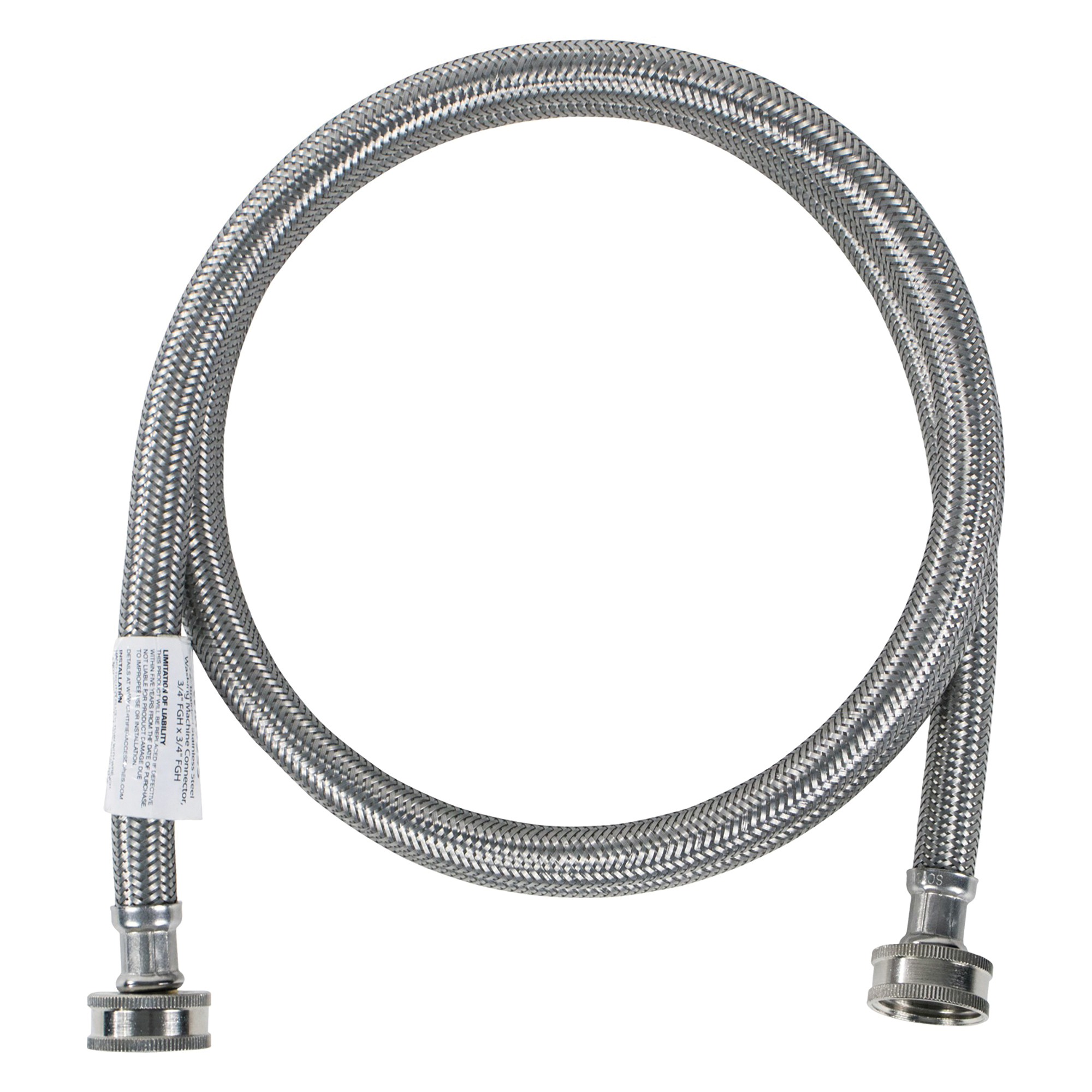 Certified Appliance Accessories Braided Stainless Steel Washing Machine Hose — 5ft., Model# WM60SS