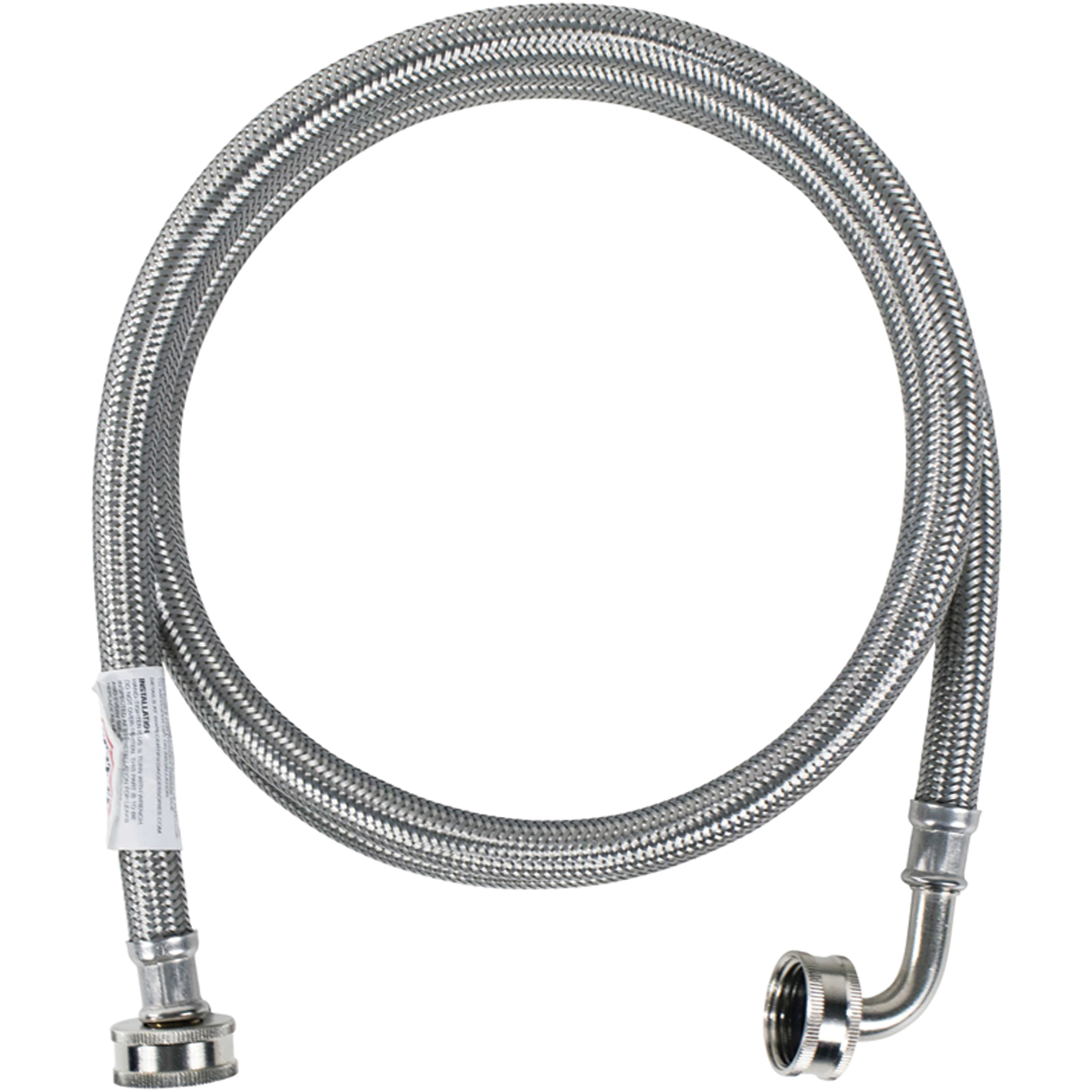 Certified Appliance Accessories Braided Stainless Steel Washing Machine Hose with Elbow — 6ft., Model# WM72SSL