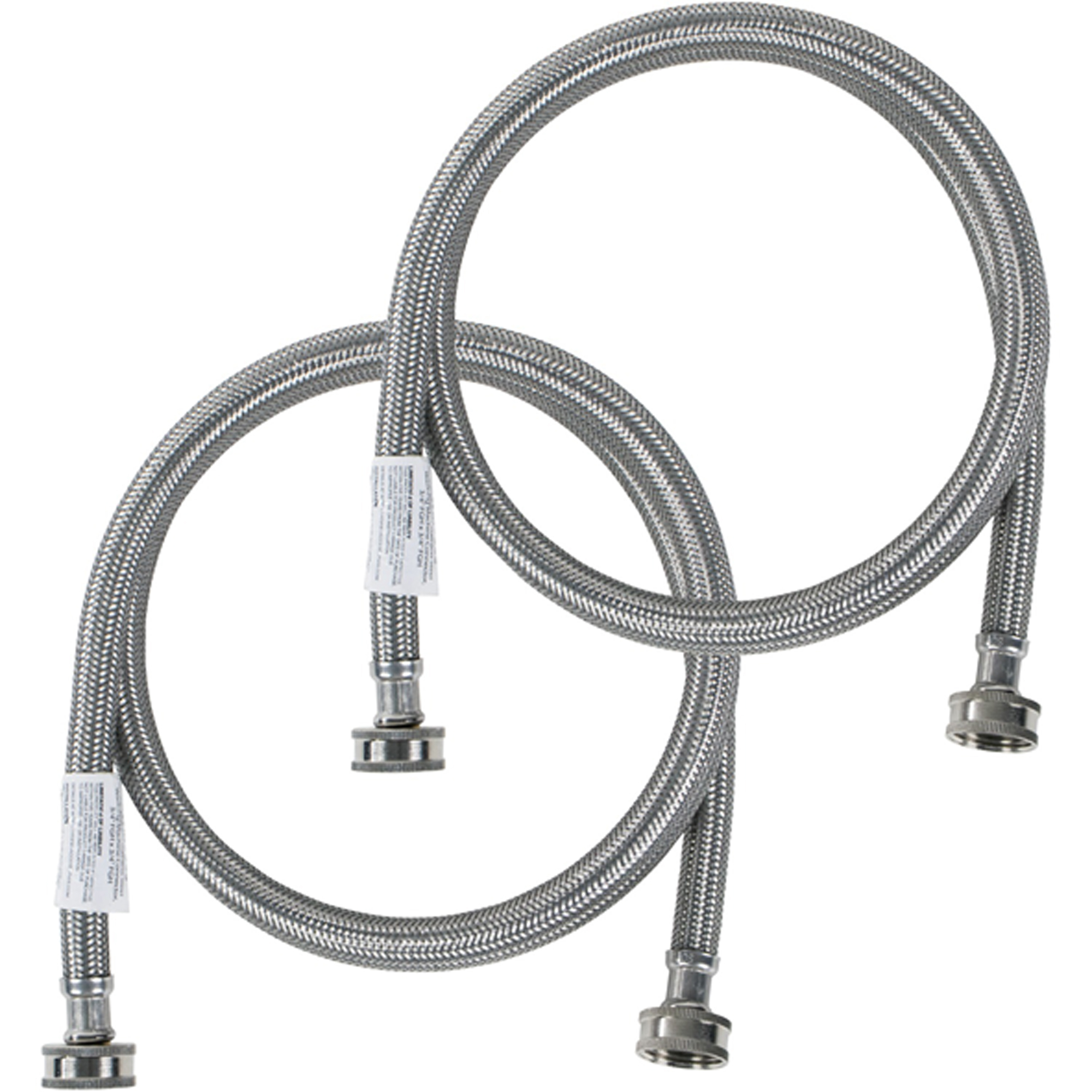 Certified Appliance Accessories Braided Stainless Steel Washing Machine Hoses — 6ft., 2-Pack, Model# WM72SS2PK