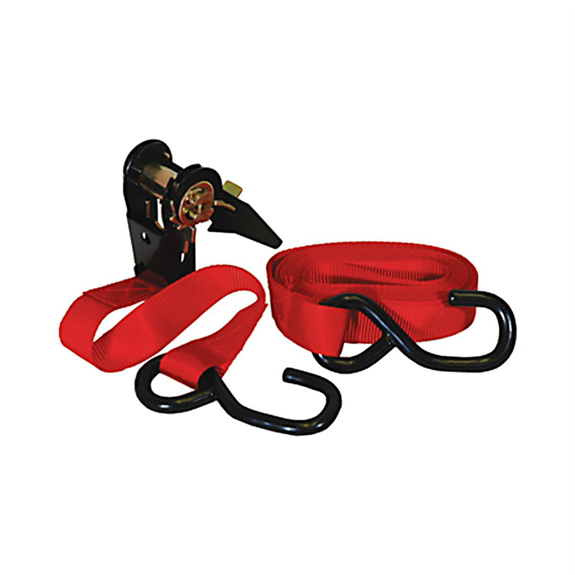 K-Tool International K-Tool Ratcheting Tie Down Strap — 1in. x 15ft., PVC-Coated Hooks, 900-Lb. Capacity, Model# KTI73861