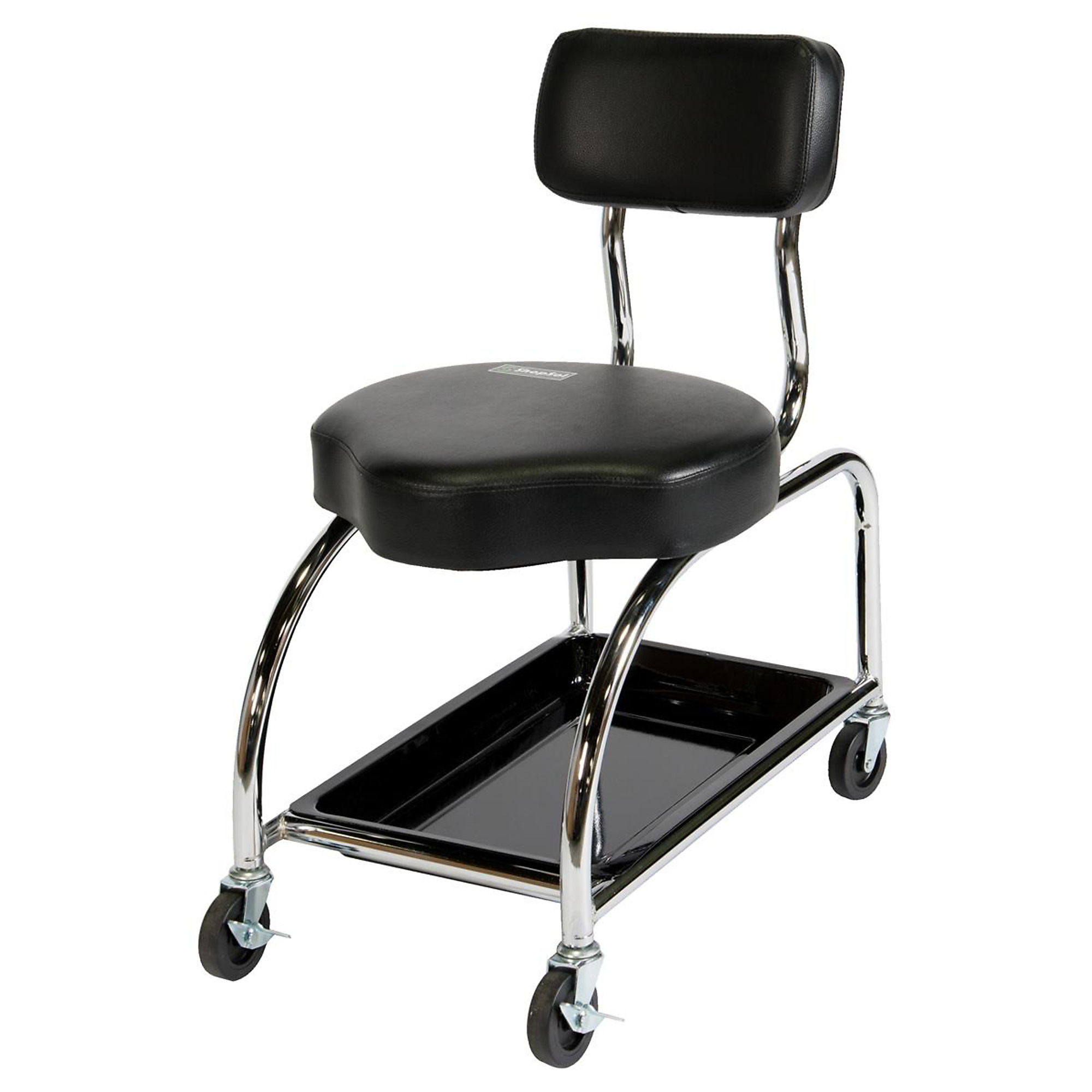 ShopSol Heavy-Duty Creeper Seat with Backrest — 450-Lb. Capacity, 18in. Seat Height, Steel Frame, Vinyl Covered Seat, 4 Casters, Model# LDS3010001