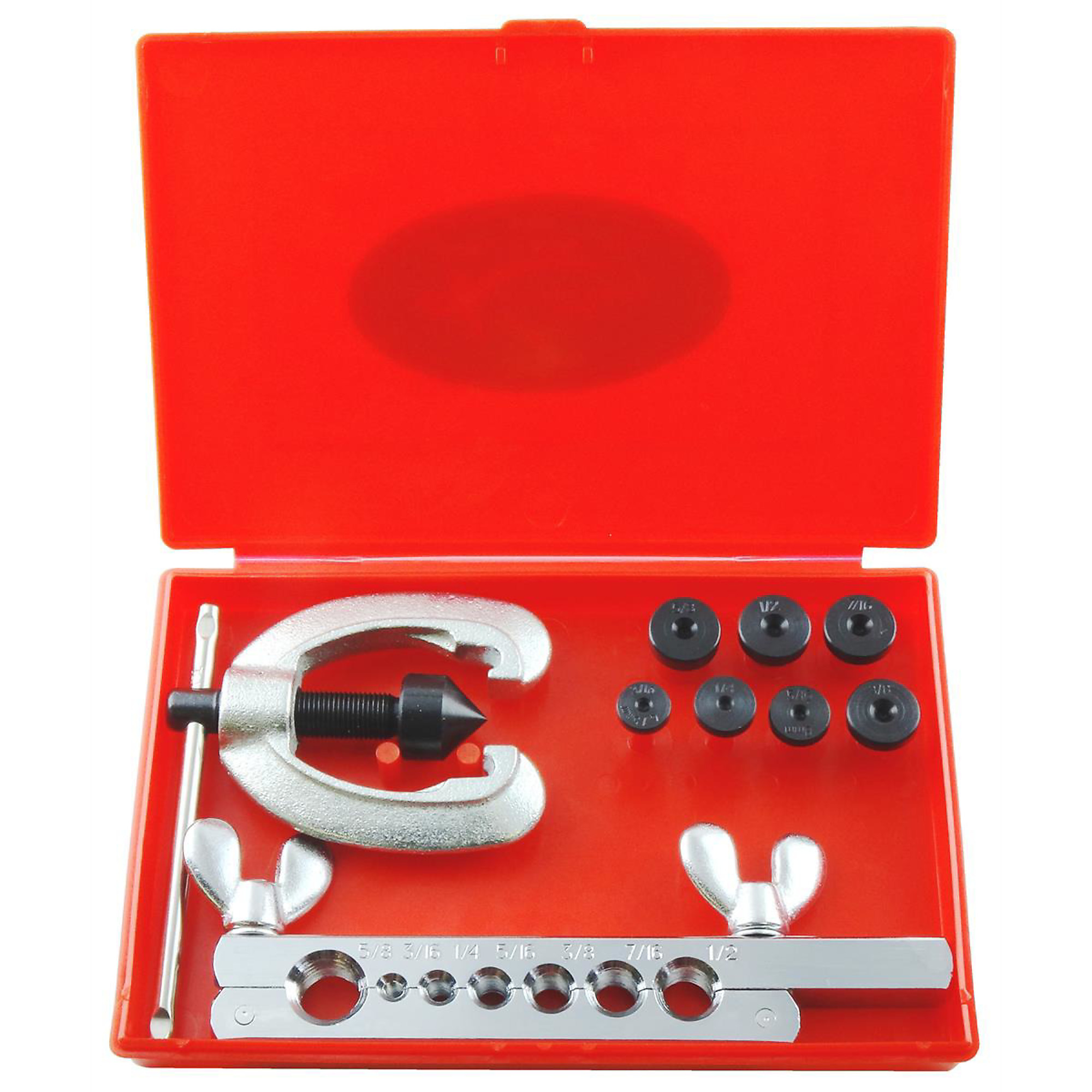 K-Tool International Double Flaring Tool Kit — 3/16in. to 5/8in. Adapters, Blow Molded Case, Model# KTI70060