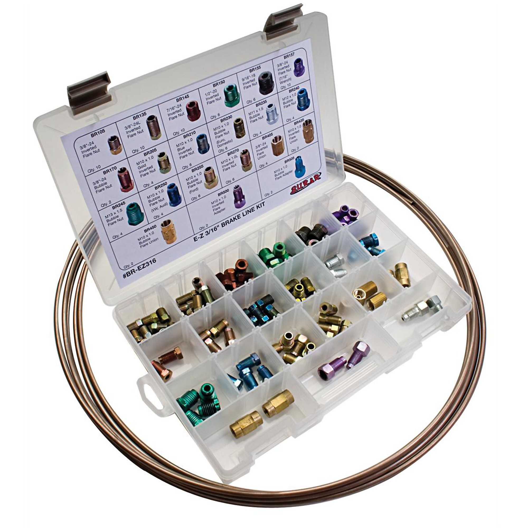 S.U.R. E-Z Brake Line Replacement Kit — 3/16in., Flexible, Rust-Resistant, DOT Compliant, 3000 PSI, Model# SRRBR-EZ316