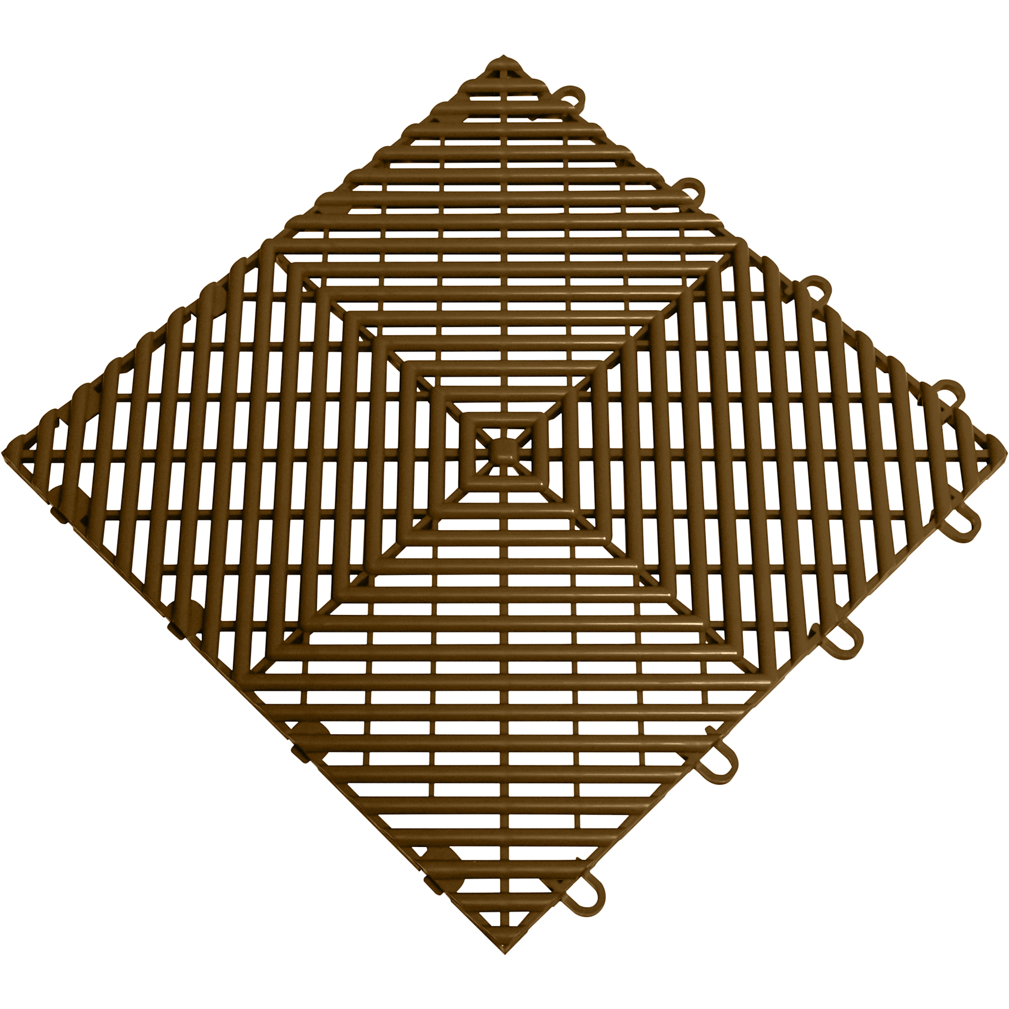RaceDeck Free-Flow Garage Floor Tiles — 12in. x 12in. x 0.5in., Self-Draining, Pack of 48, Espresso, Model# FF48BRWN