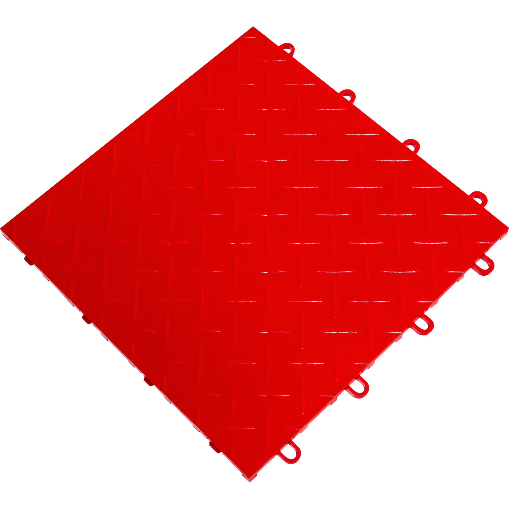 RaceDeck Garage Floor Tiles — 12in. x 12in. x 0.5in., Diamond Pattern, Bright Red, 24-Pack, Model# RD24BRED