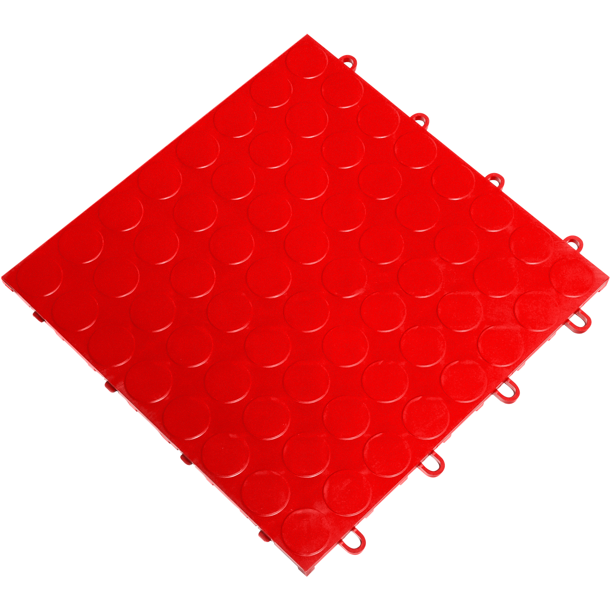 RaceDeck CircleTrac Garage Floor Tiles — 12in. x 12in. x 0.5in., Coin-Top Tread, Bright Red, 24-Pack, Model# CIR24BRED