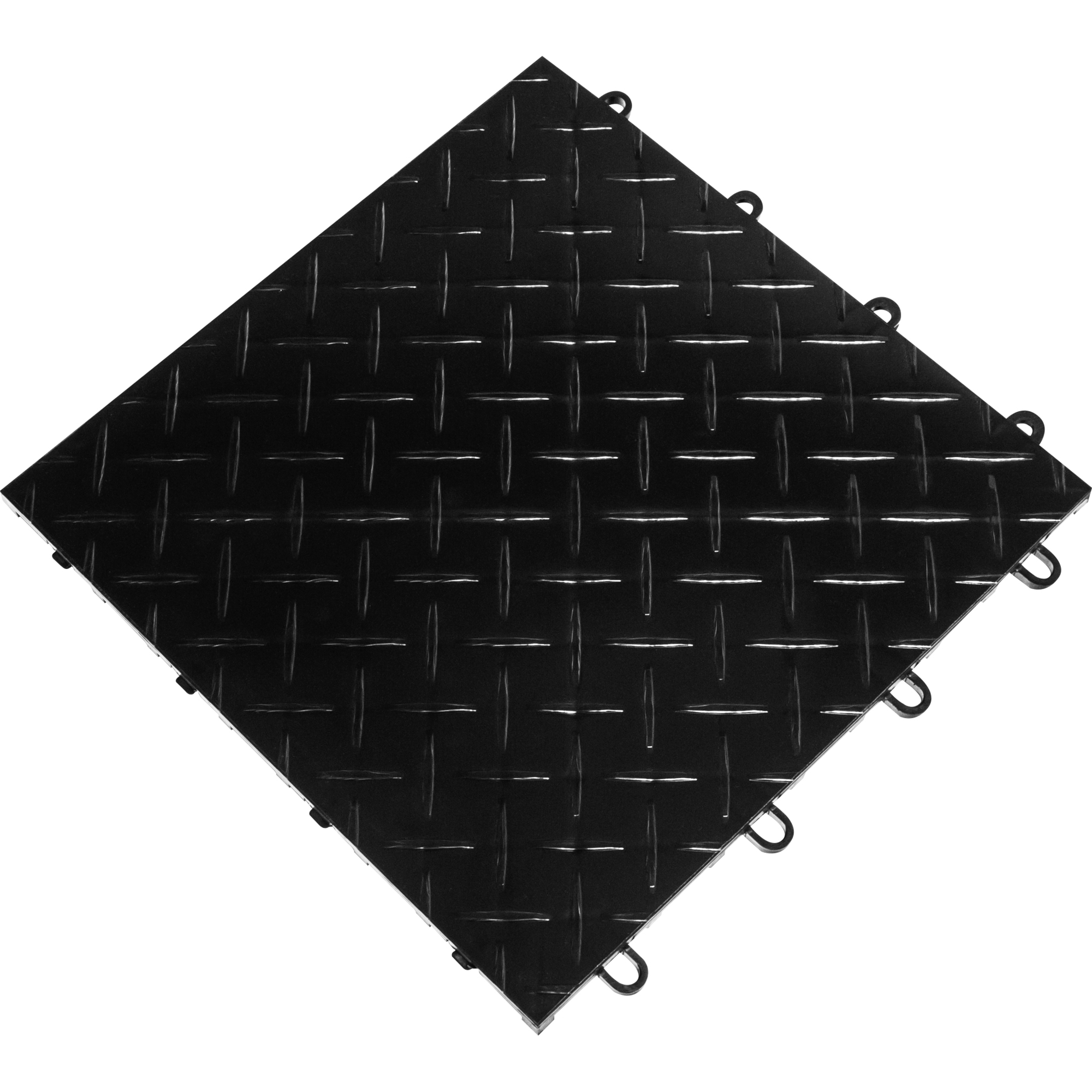 RaceDeck Diamond Garage Floor Tiles — 12in. x 12in. x 0.5in., Black, 48-Pack, Model# RD48BLAK