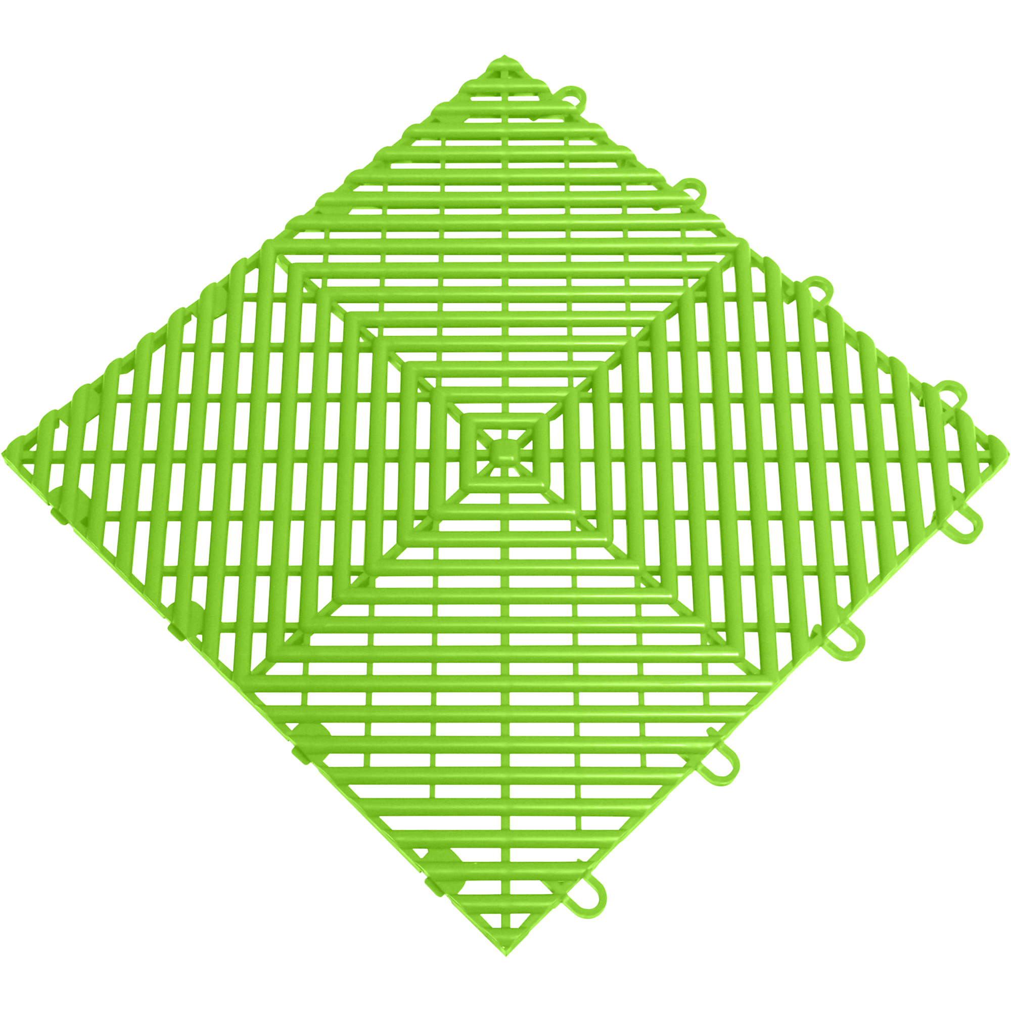 RaceDeck Free-Flow Garage Floor Tiles — 12in. x 12in. x 0.5in., Self-Draining, 48-Pack, Sublime, Model# FF48LIME