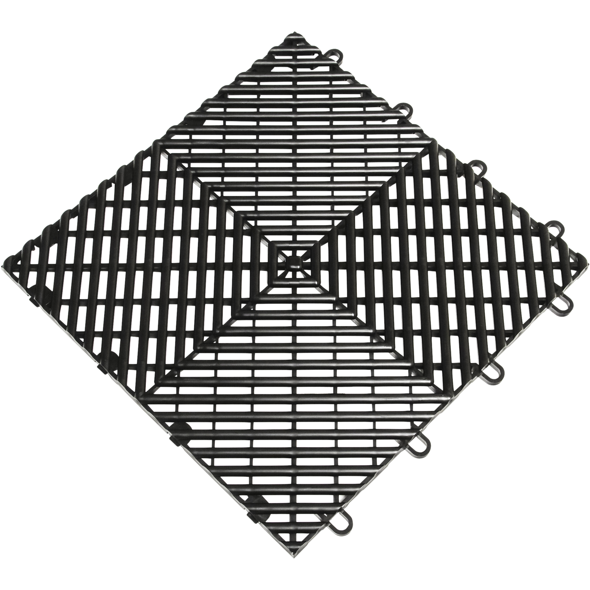 RaceDeck Free-Flow Garage Floor Tiles — 12in. x 12in. x 0.5in., 24-Pack, Black, Self-Draining, Model# FF24BLAK