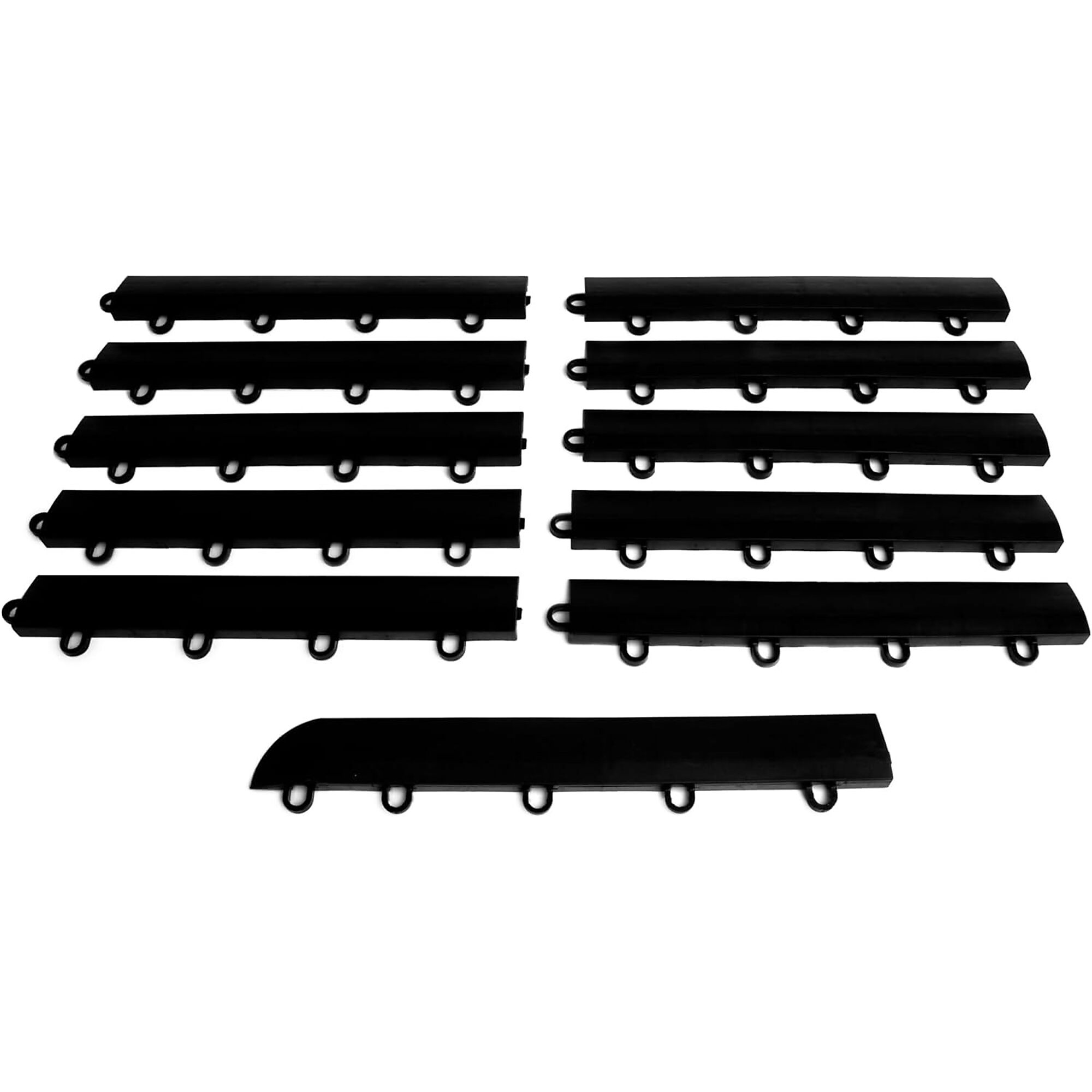 RaceDeck Garage Floor Beveled Edge Trim Kit — 12in. x 1.75in., 10 Female Edges, 1 Female Corner, Model# E175BLAK11F