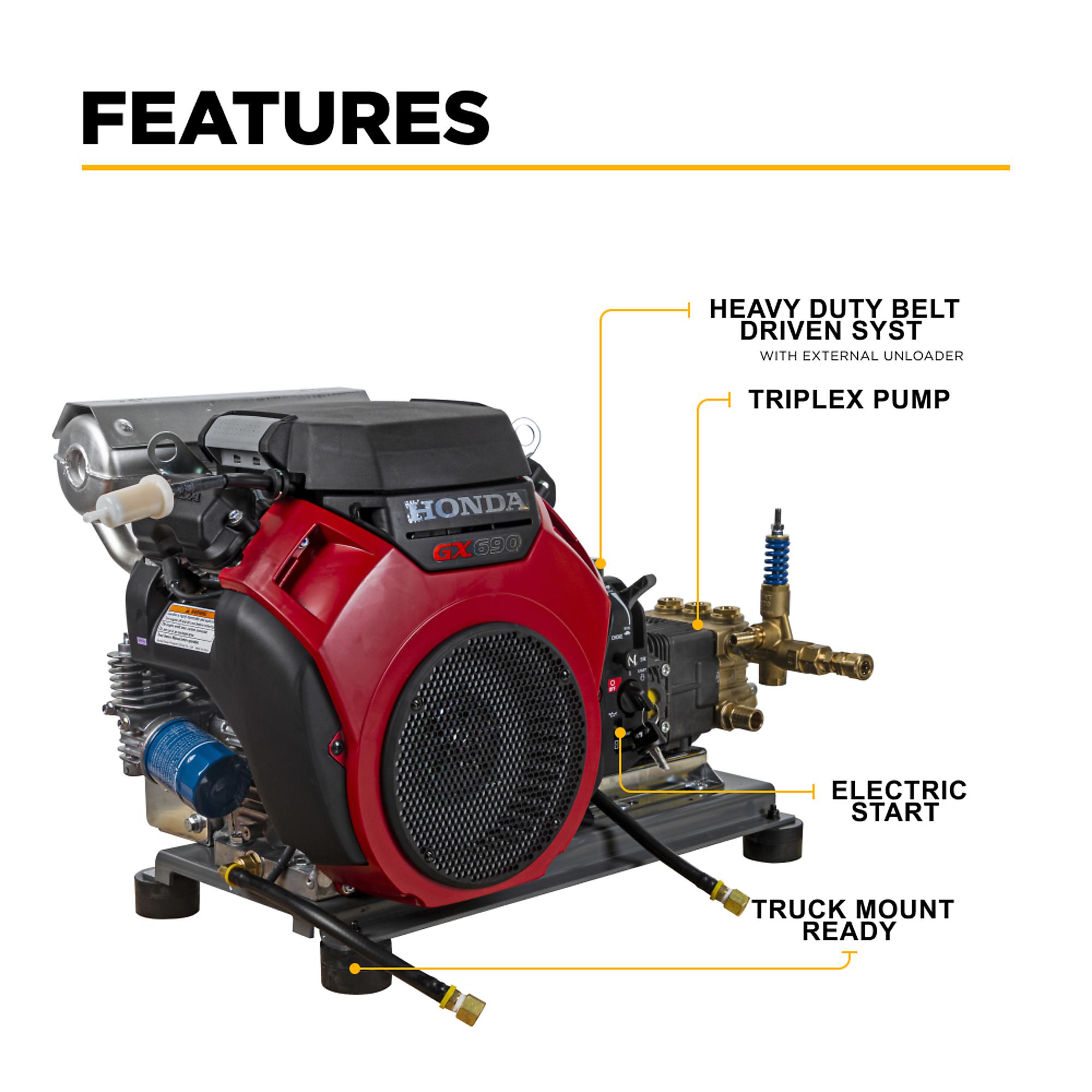 BE Power Equipment Cold Water Gas Pressure Washer with Honda GX690