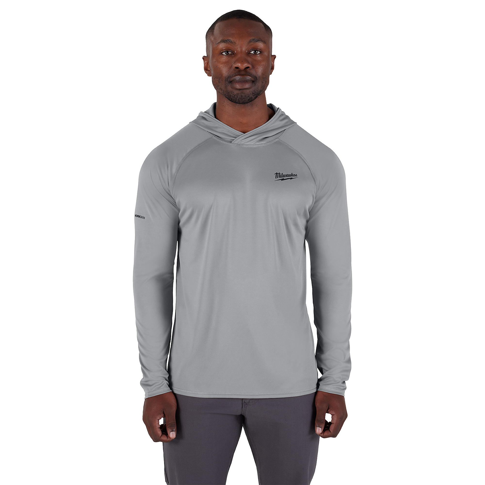 Milwaukee WORKSKIN Men's Hooded Sun Shirt, Long Sleeve, Gray, XL, Model# M550G-XL
