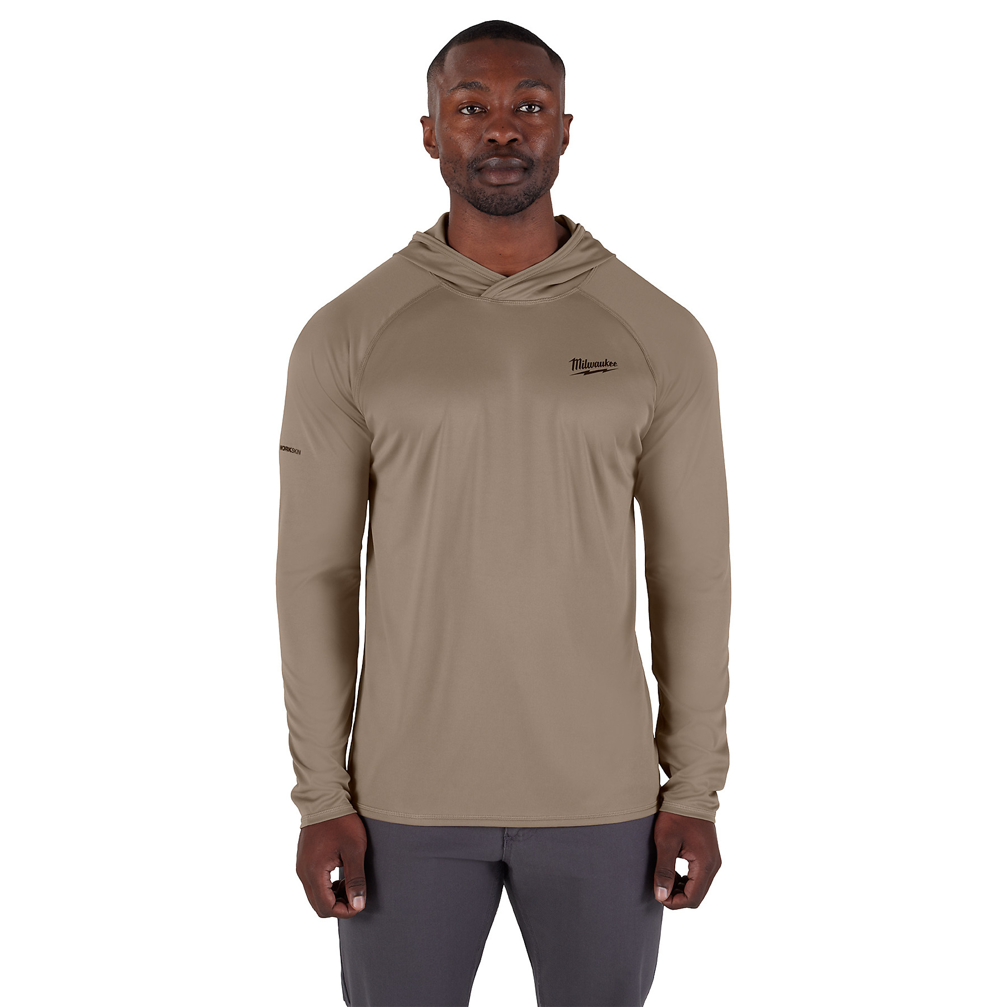 Milwaukee WORKSKIN Men's Hooded Sun Shirt, Long Sleeve, Brown, 2XL, Model# M550N-2X