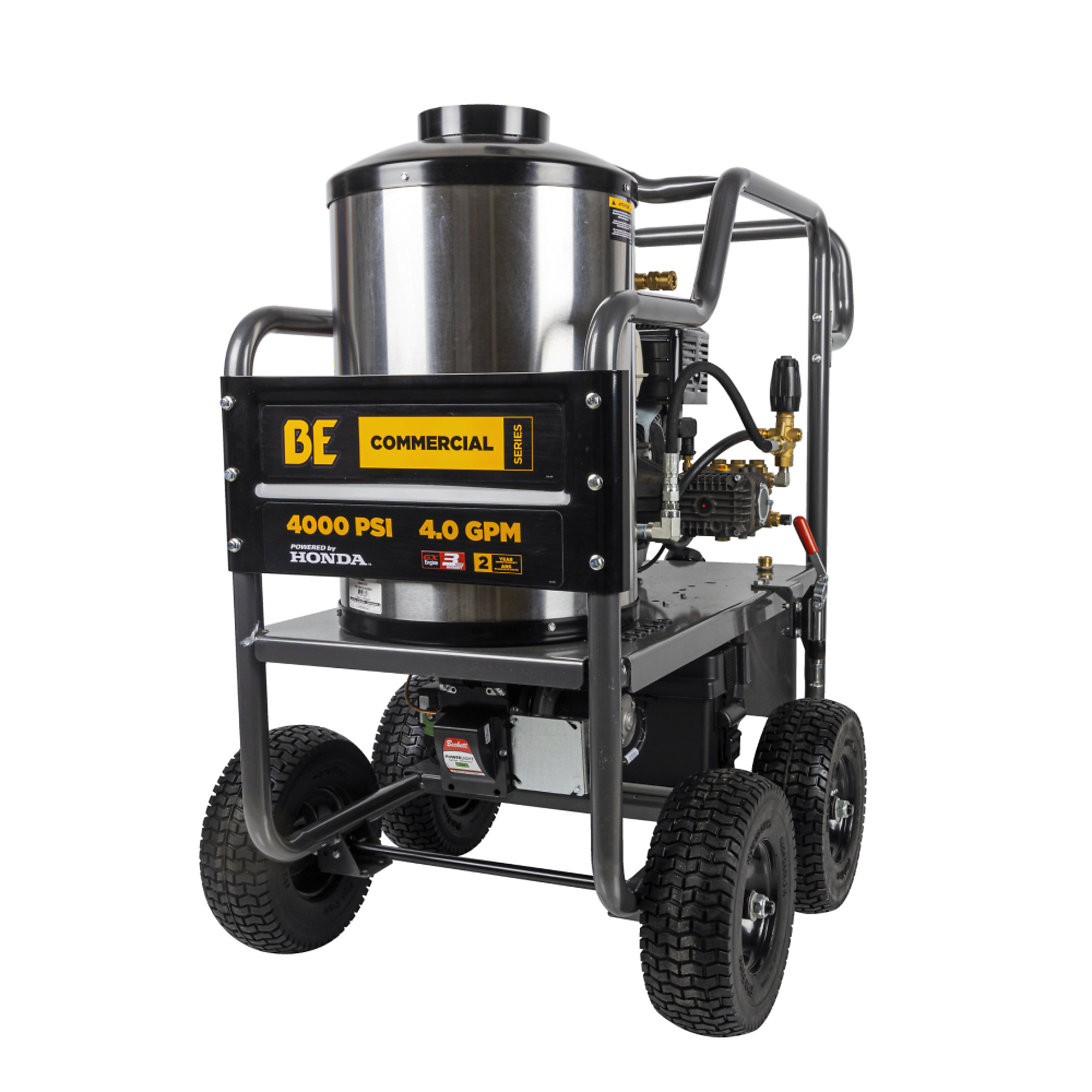 BE Power Equipment Hot Water Gas Pressure Washer — 4000 PSI, 4.0 GPM, Honda GX390 Engine, Comet Triplex Pump, 50ft. Hose, Model# HW4013HC