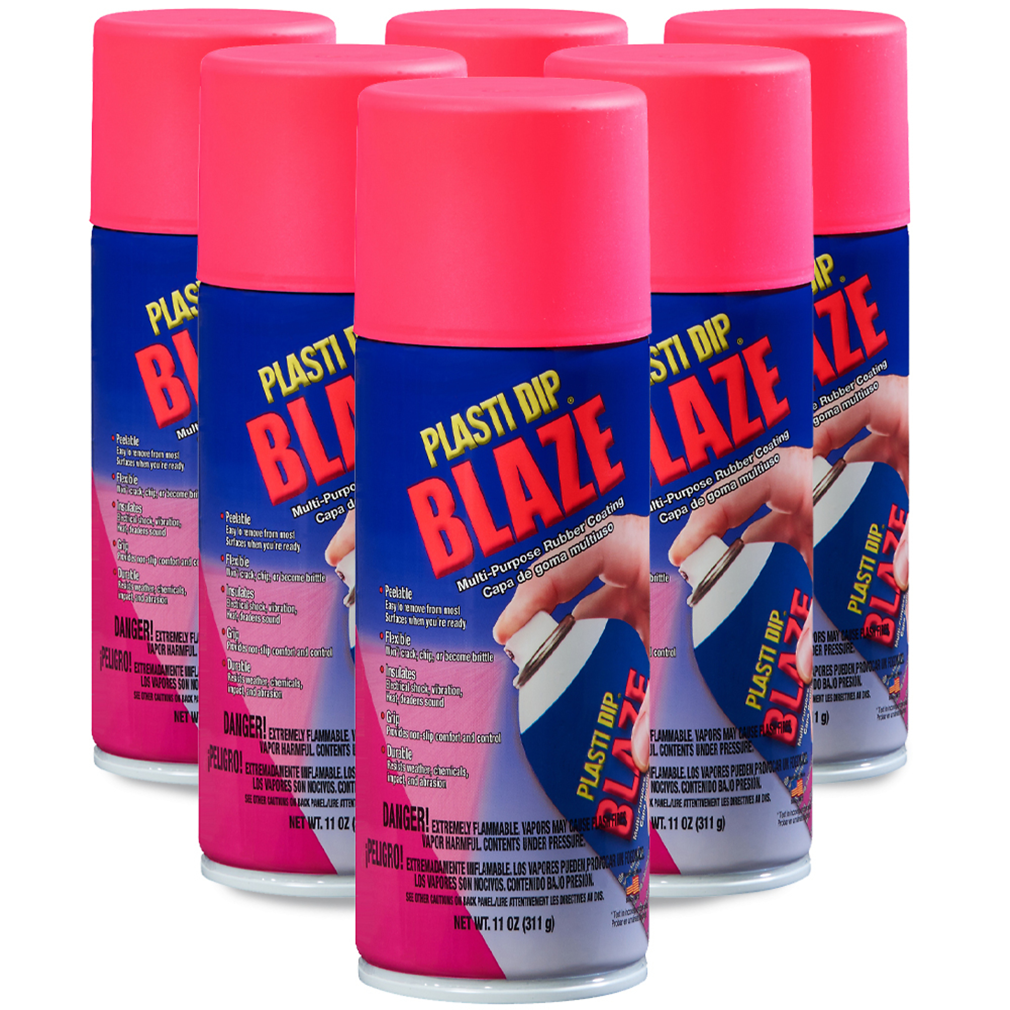Plasti Dip Blaze Spray — 11 Oz., Pink, Flexible Rubber Coating, 6 Pk, Model# 11223-6