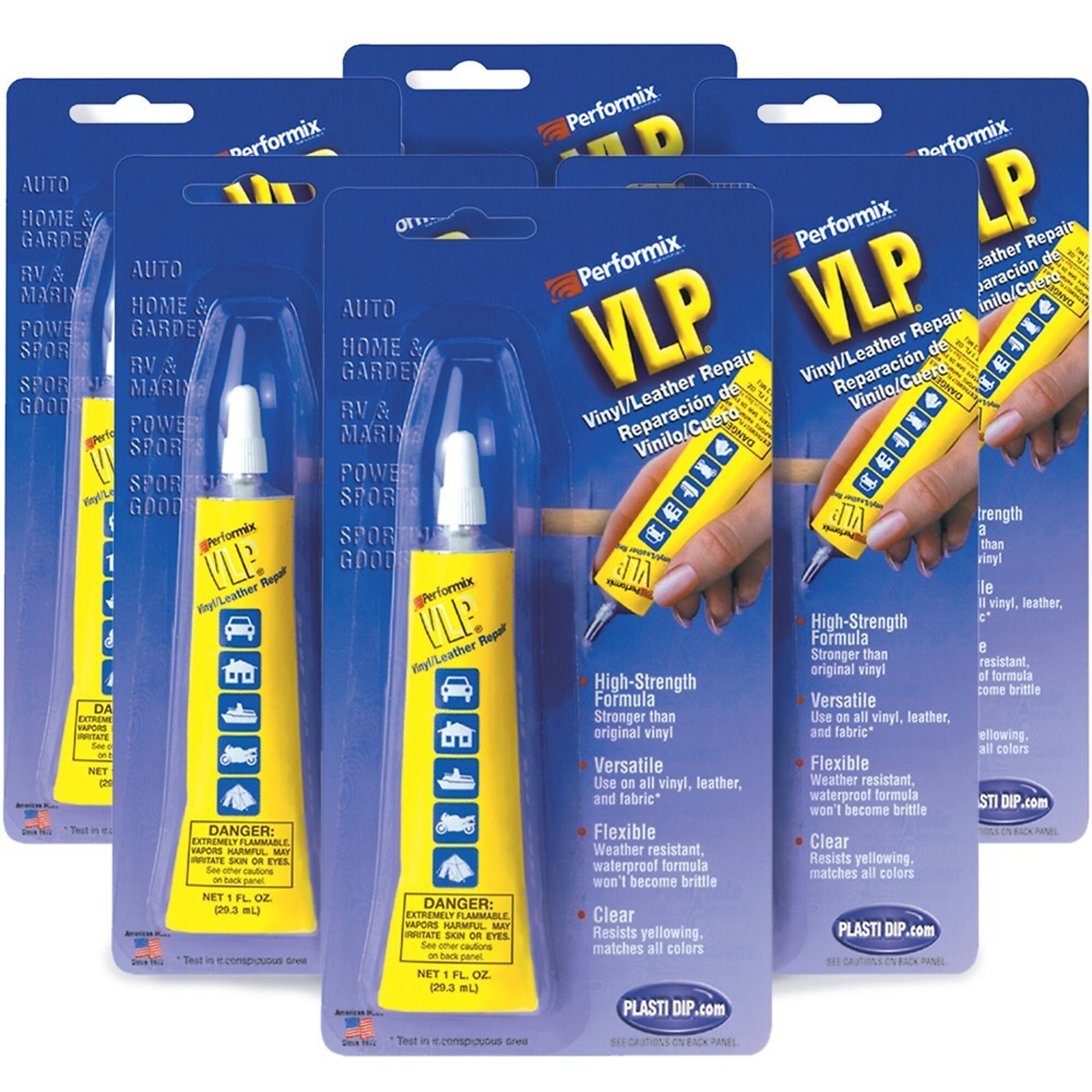 Plasti Dip VLP Vinyl Leather Repair — 1 Oz., Clear, High-Strength, Flexible, Air-Dry, 6 Pk, Model# 61Z09