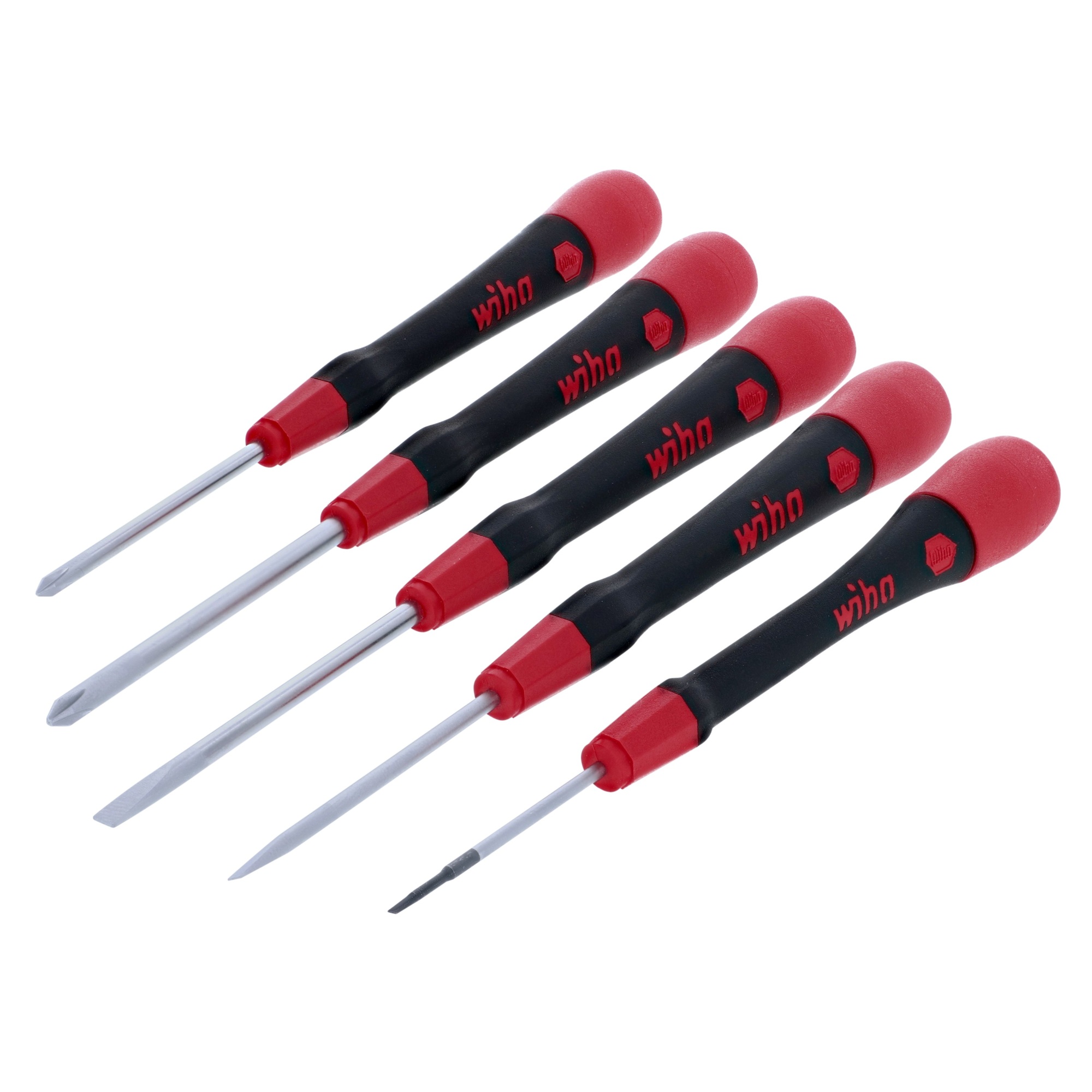 Wiha Tools 5 Piece PicoFinish Slotted and Phillips Precision Screwdriver Set, Model #26195