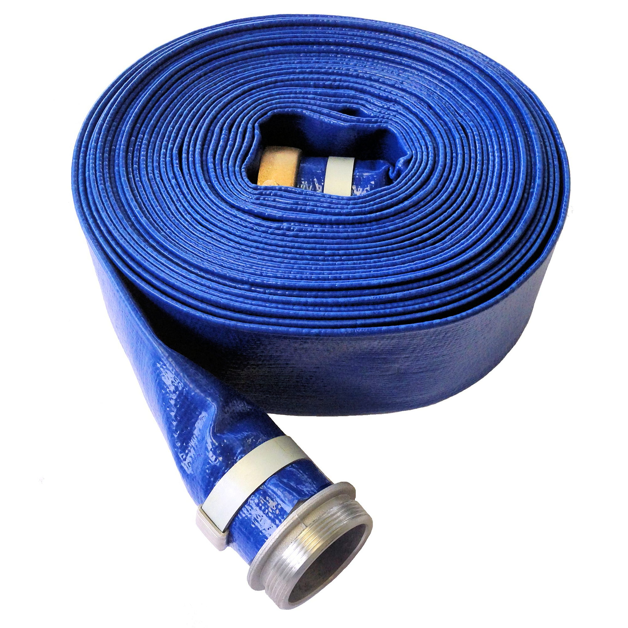 Capital Rubber 7800 Series PVC Pump Discharge Hose Assembly — 4in. x 50ft., Blue Layflat, Aluminum Male and Female Threaded Couplings, Model# 7800-4X50MF