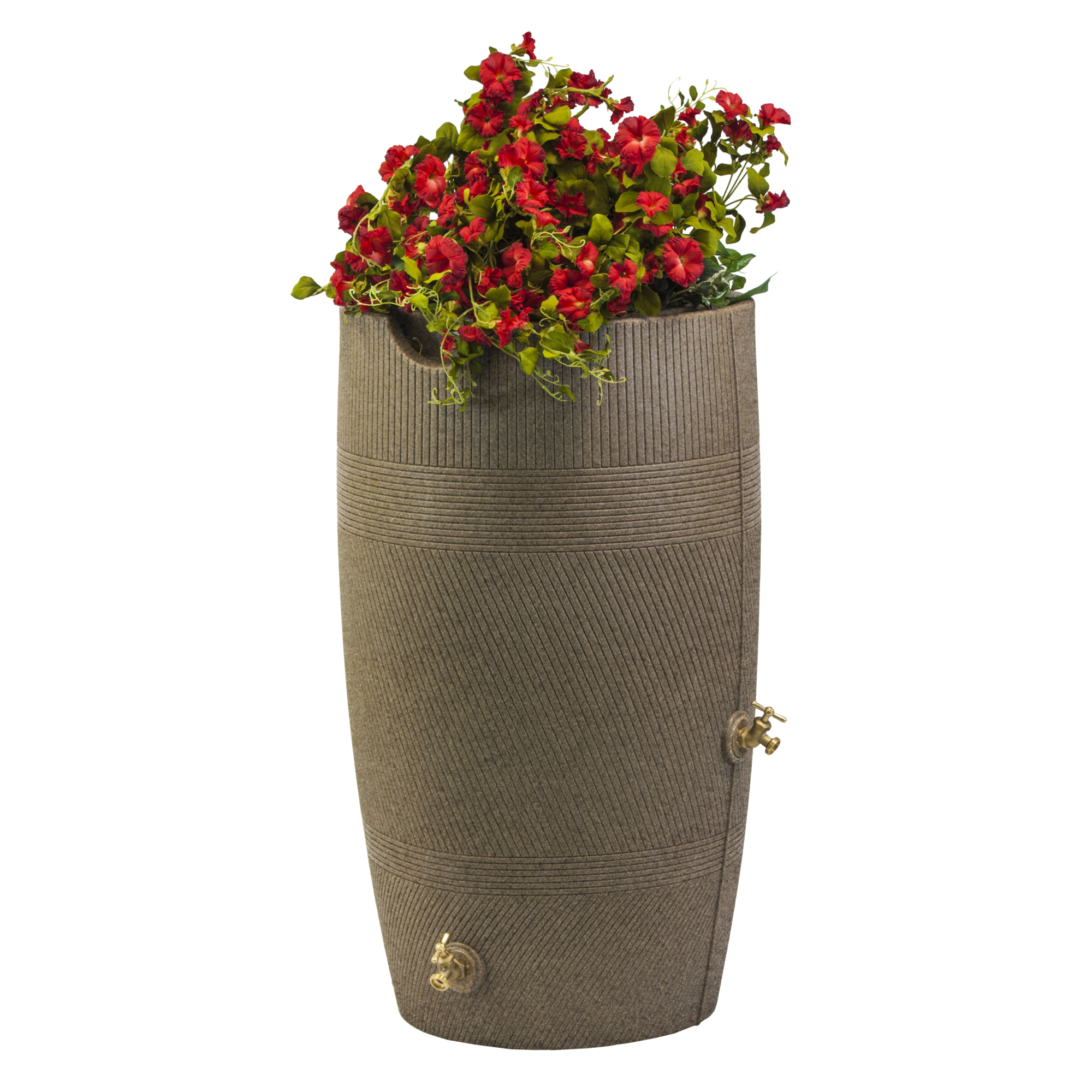 Good Ideas Impressions Havana Rain Saver Barrel — 50 Gallon, Khaki Granite, Integrated Overflow Channel, Model# IM-HAVA50-KGR