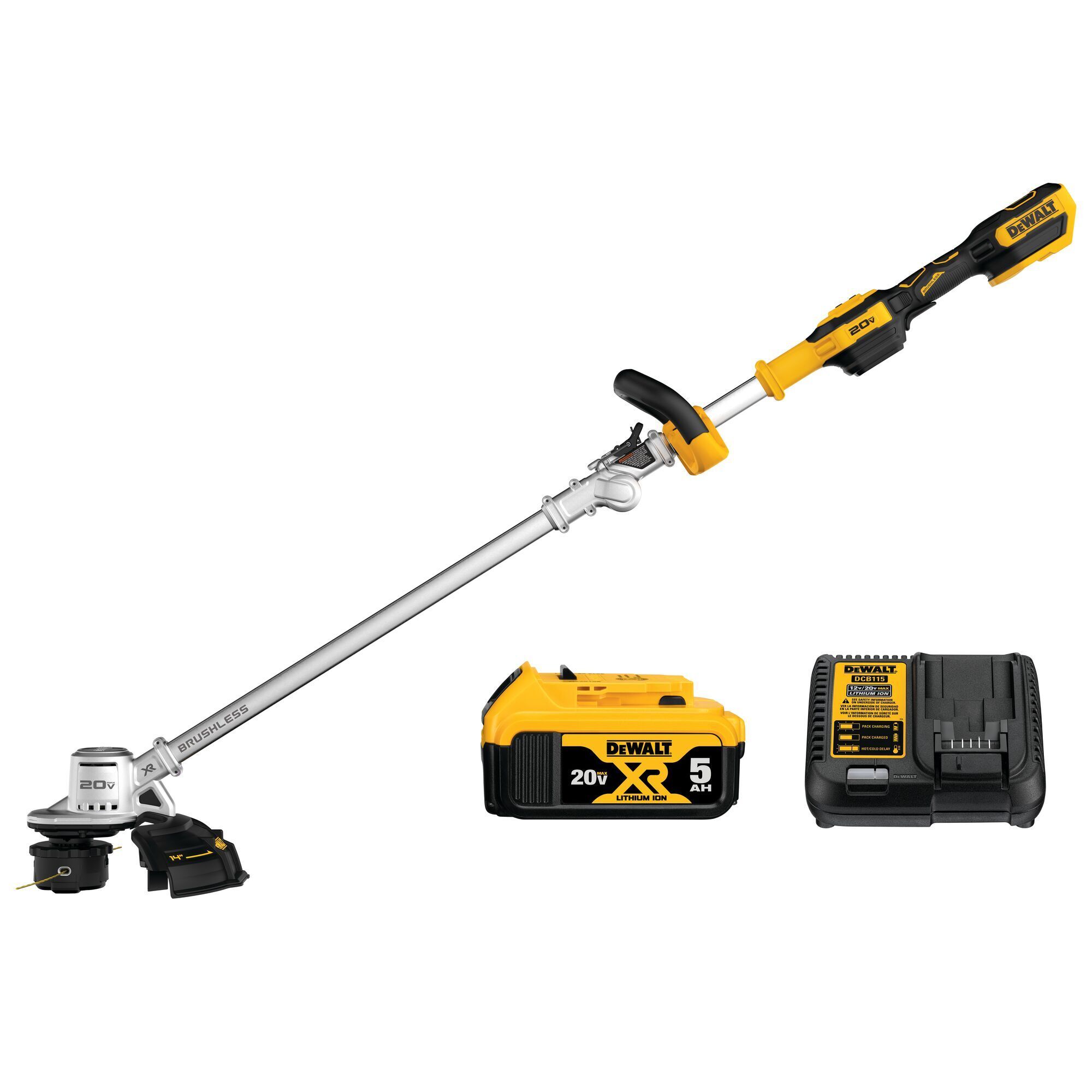 DeWalt 20V MAX Folding String Trimmer — 14in. Cutting Swath, QuickLoad Spool, Variable Speed Trigger, Model# DCST922P1