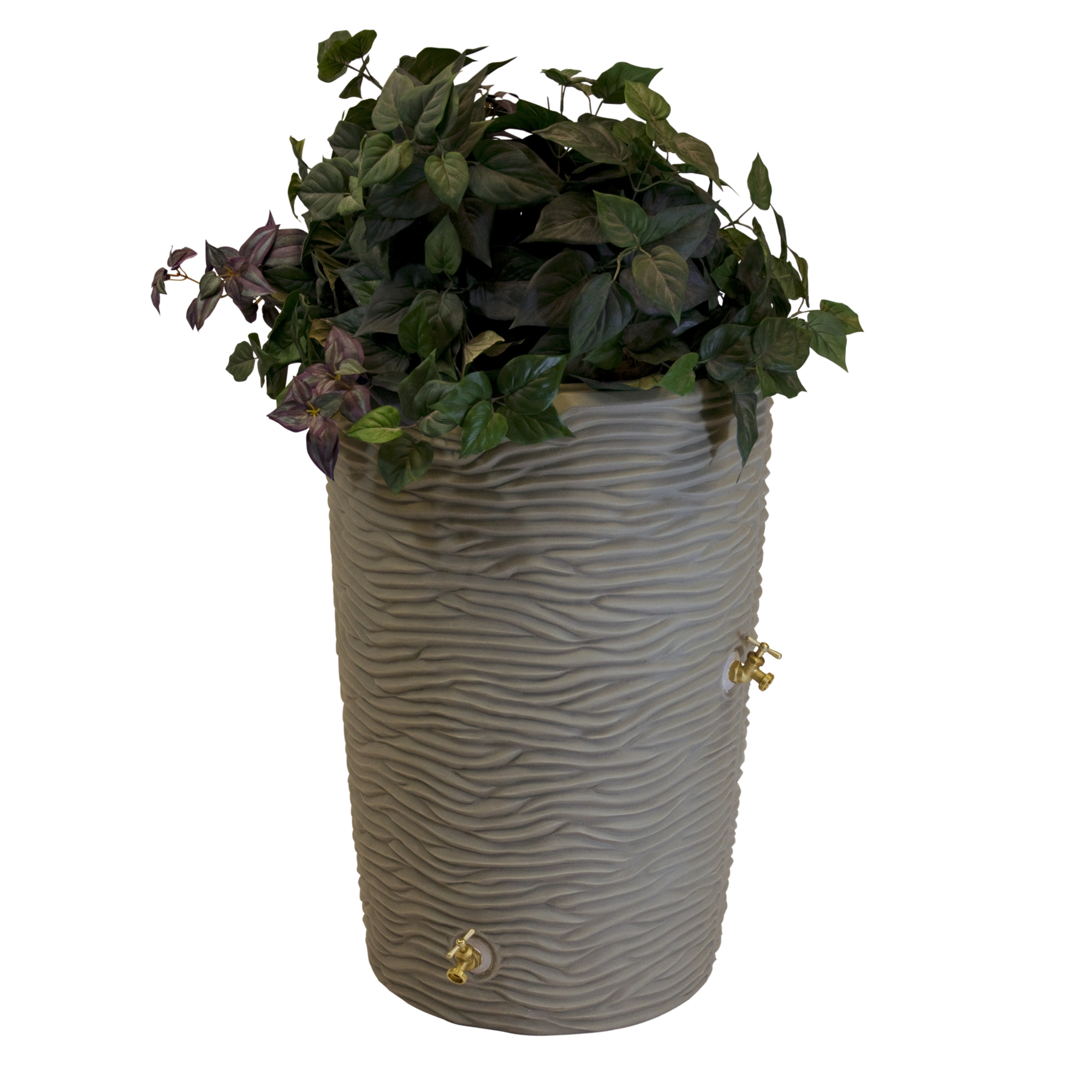 Good Ideas Impressions Palm Rain Saver Barrel — 50 Gallon, Khaki, Model# IMP-L50-KHA