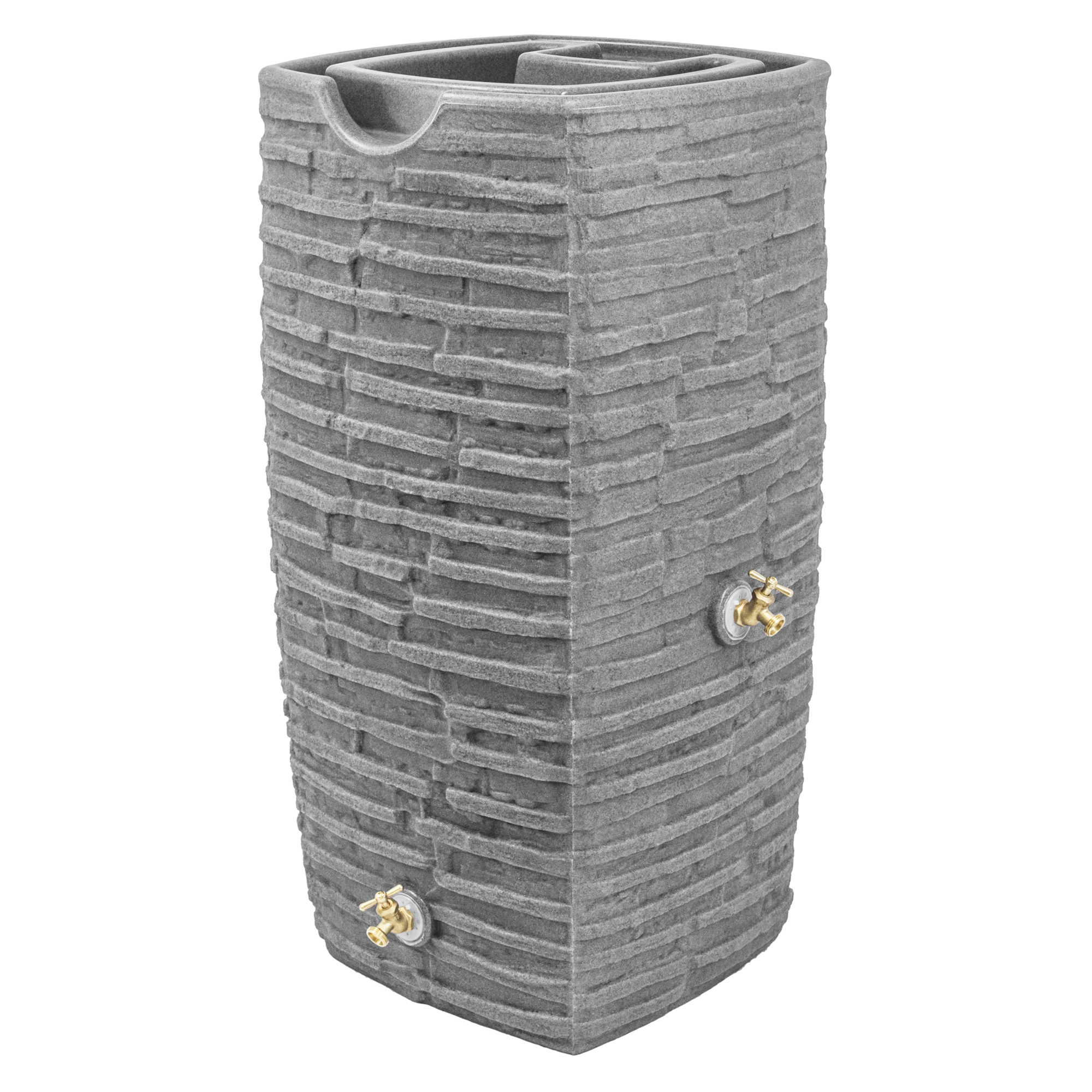 Good Ideas Impressions Riverwalk Rain Saver Barrel — 50 Gallon, Dark Granite, Faux Slate Surface, Integrated Overflow Channel, Dual Spigots, Model# IM-RWLK50-DAR