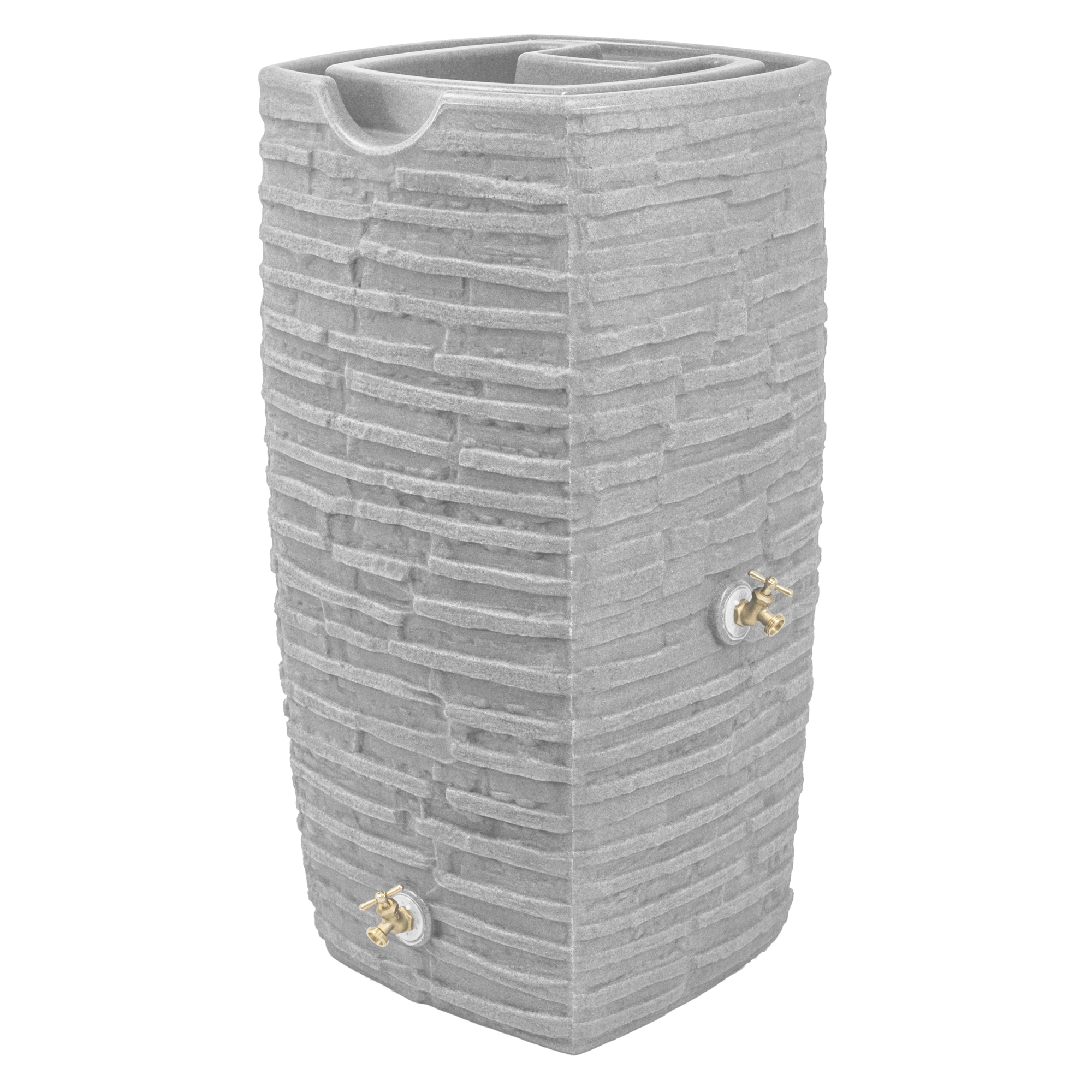 Good Ideas Impressions Riverwalk Rain Saver Barrel — 50 Gallon, Light Granite, Faux Slate Surface, Dual Spigots, Model# IM-RWLK50-LIG