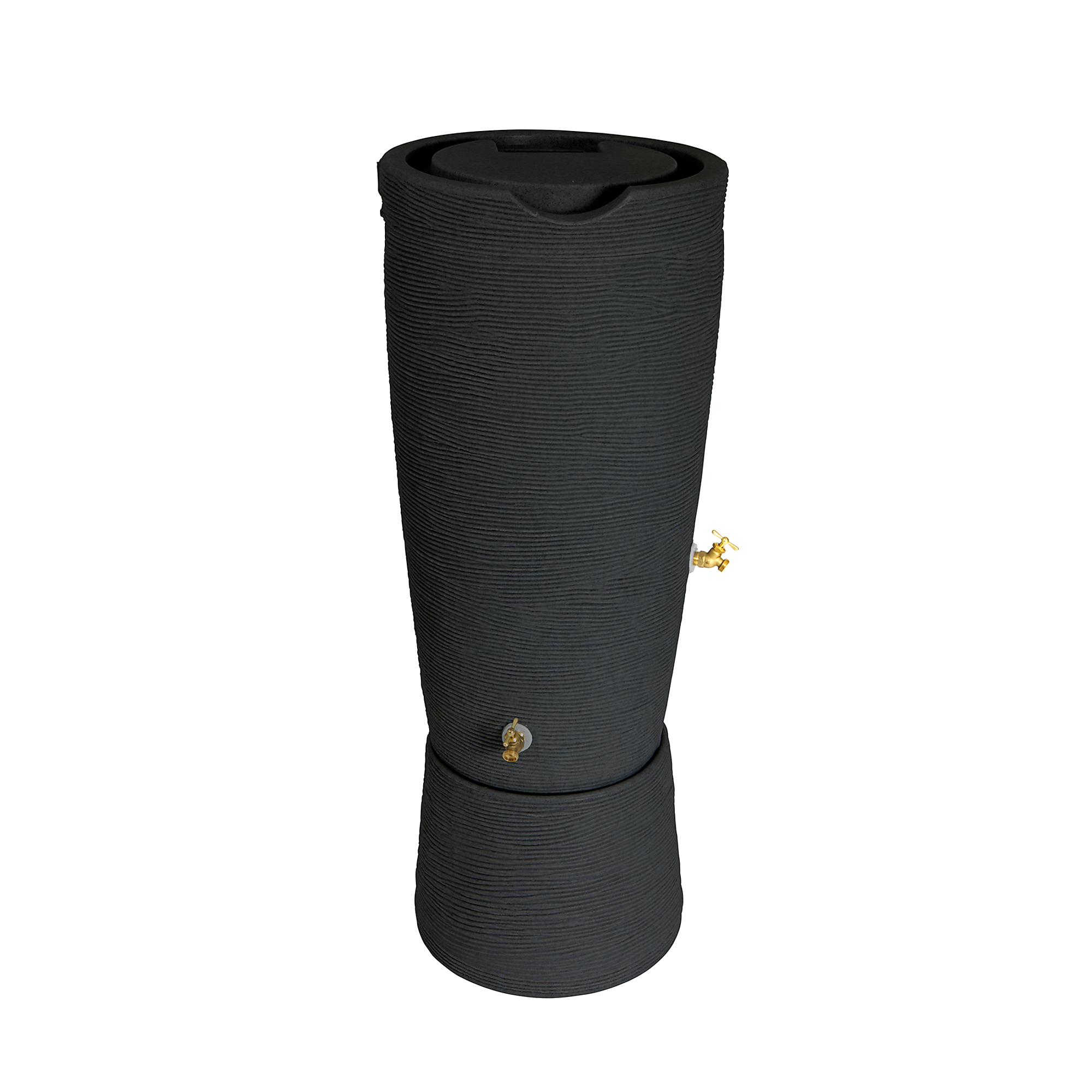 Good Ideas Impressions Stone Rain Saver Barrel with Stand — 50 Gallon, 2 Pcs, Black, Model# IM-STO50-2P-BLK