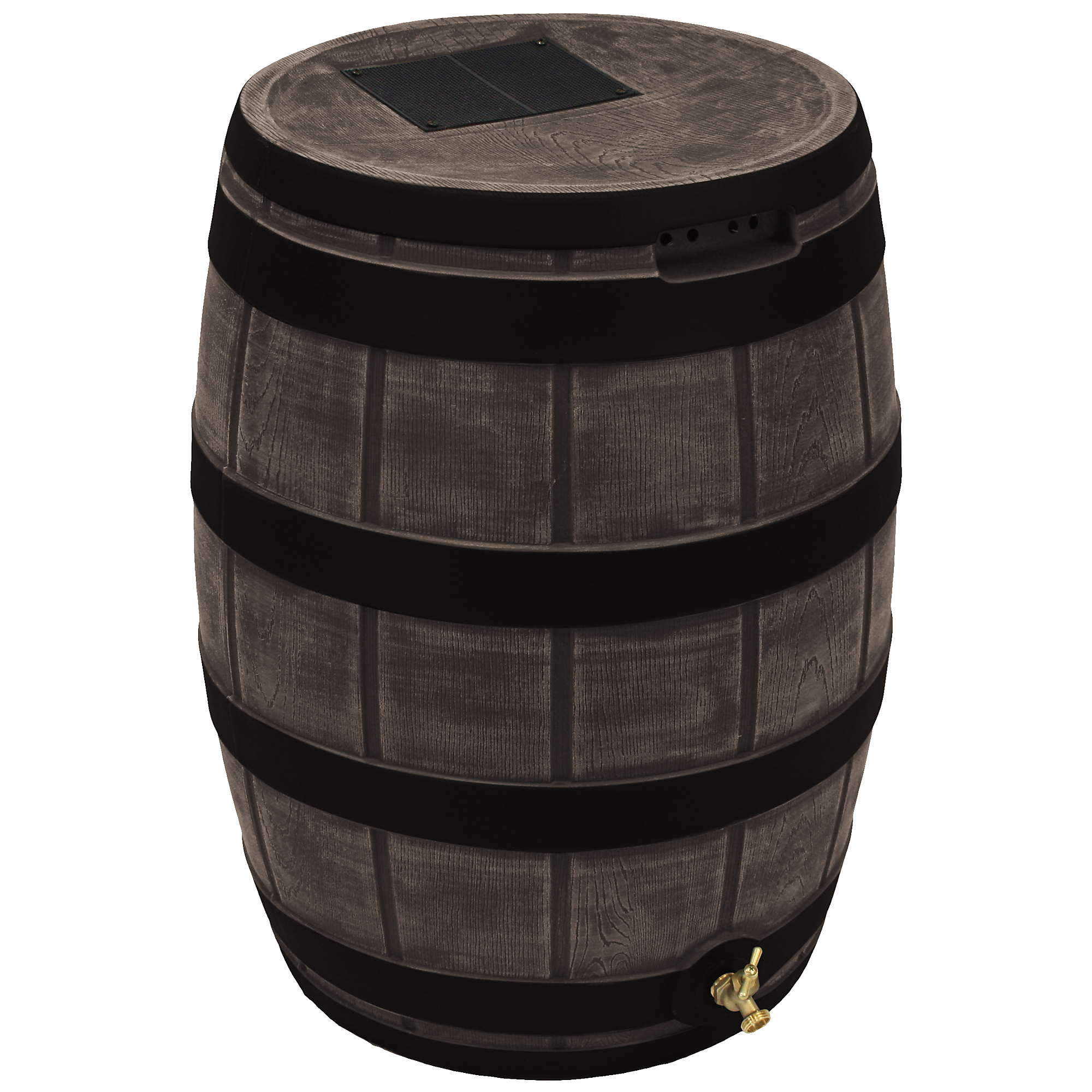 Good Ideas Rain Vault Rain Barrel — 50 Gallons, Oak, Darkened Ribs, Anti-Debris Screen, Model# RVT-DR-OAK