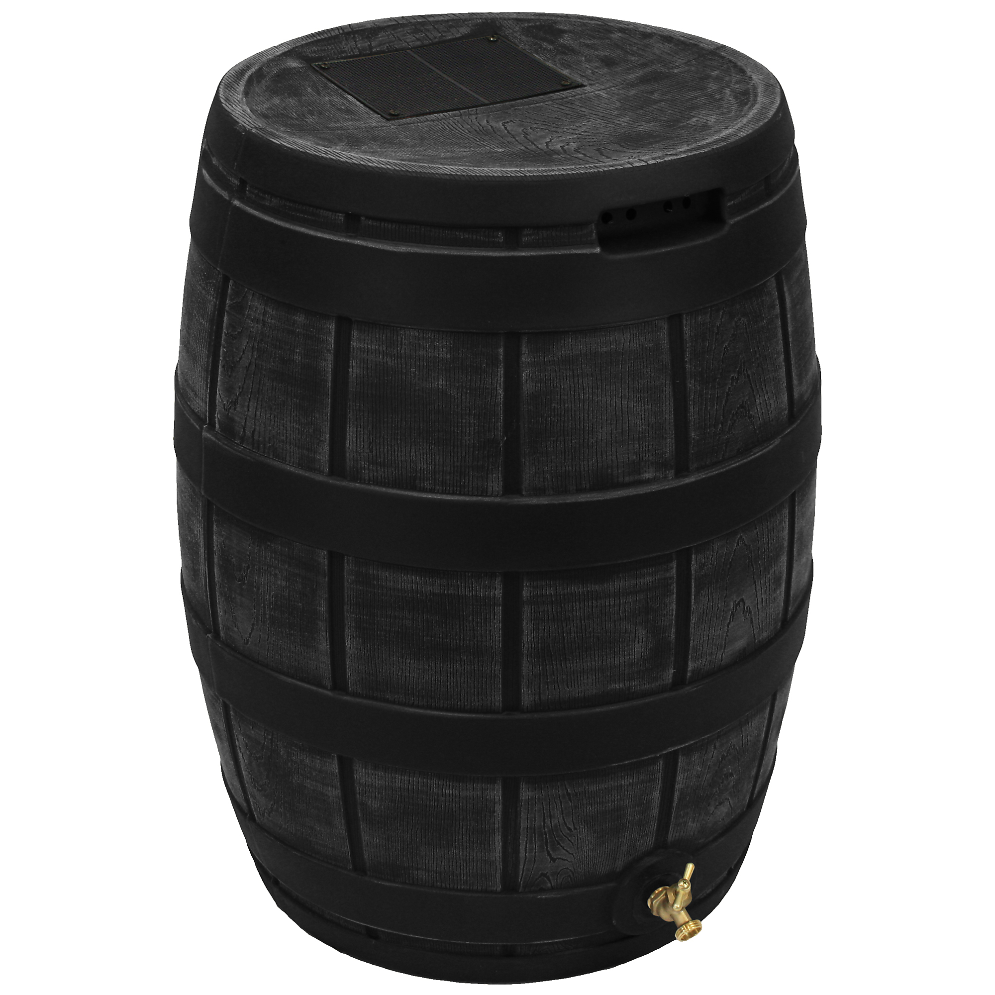 Good Ideas Rain Vault Rain Barrel — 50-Gallon, Black, Anti-Debris Screen, Metal Spigot, Model# RVT-BLK