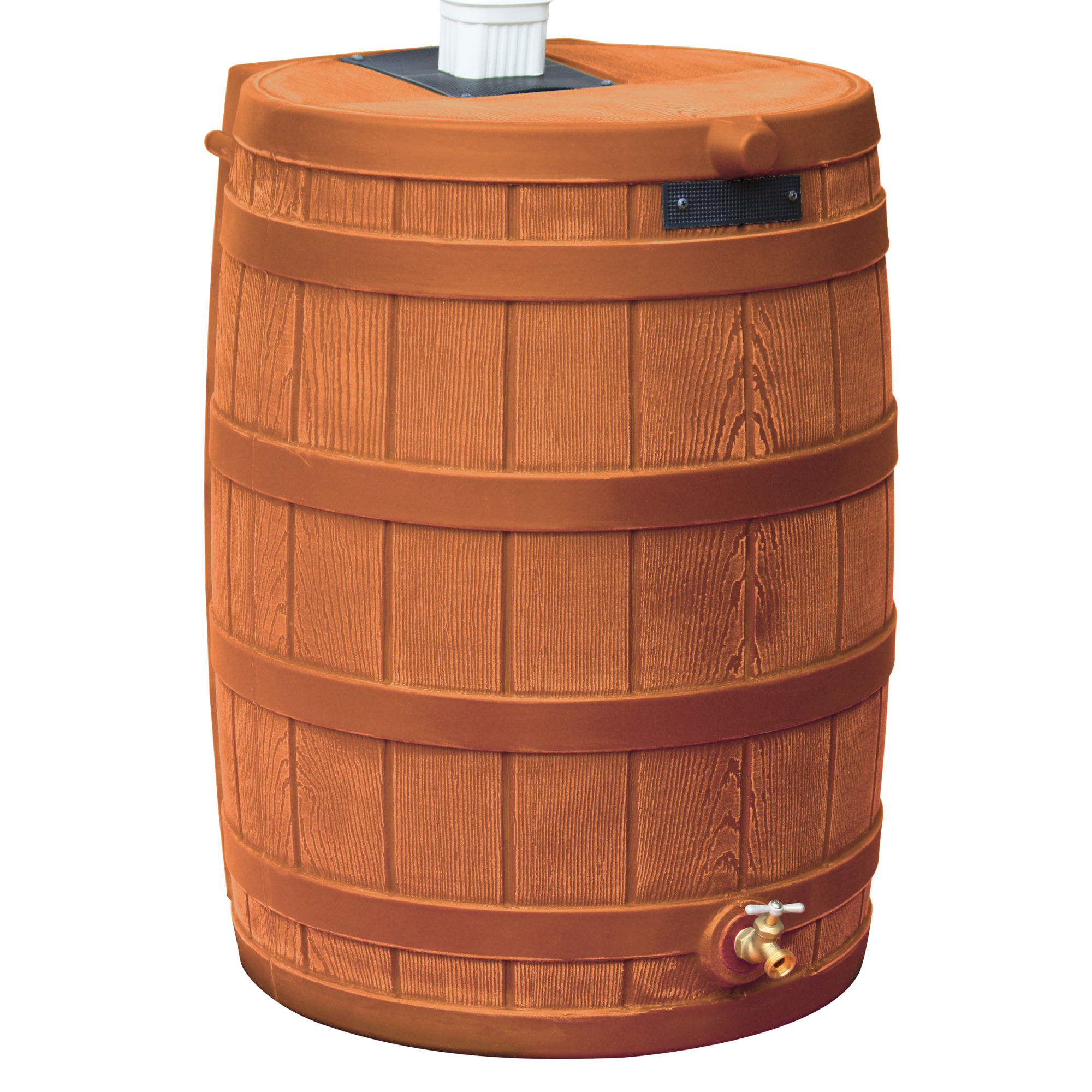 Good Ideas Rain Wizard Rain Barrel — 40 Gallon, Terra Cotta, Faux Oak Design, Model# RW40-TC