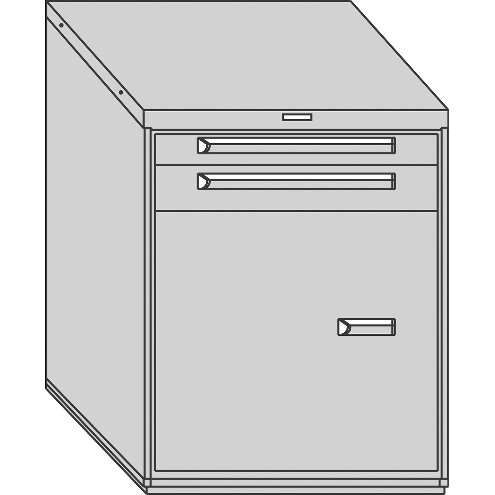 Equipto, 30in. wide Modular Drawer Cabinet- W/Door Shelf, Height 38 in, Width 30 in, Drawers 2 total - 2 4.5"h; and 24"h flush door Model # 443038-11D-N-GY; Color: Smooth Office Gray