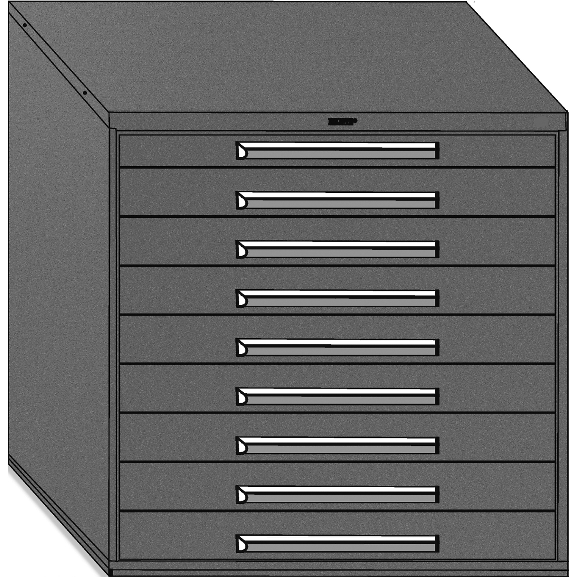 Equipto, 45in. wide Modular Drawer Cabinet- No Divider, Height 44 in, Width 45 in, Drawers 9 total - 1 3"h,8 4.5"h Model # 4471-RD; Color: Textured Cherry Red