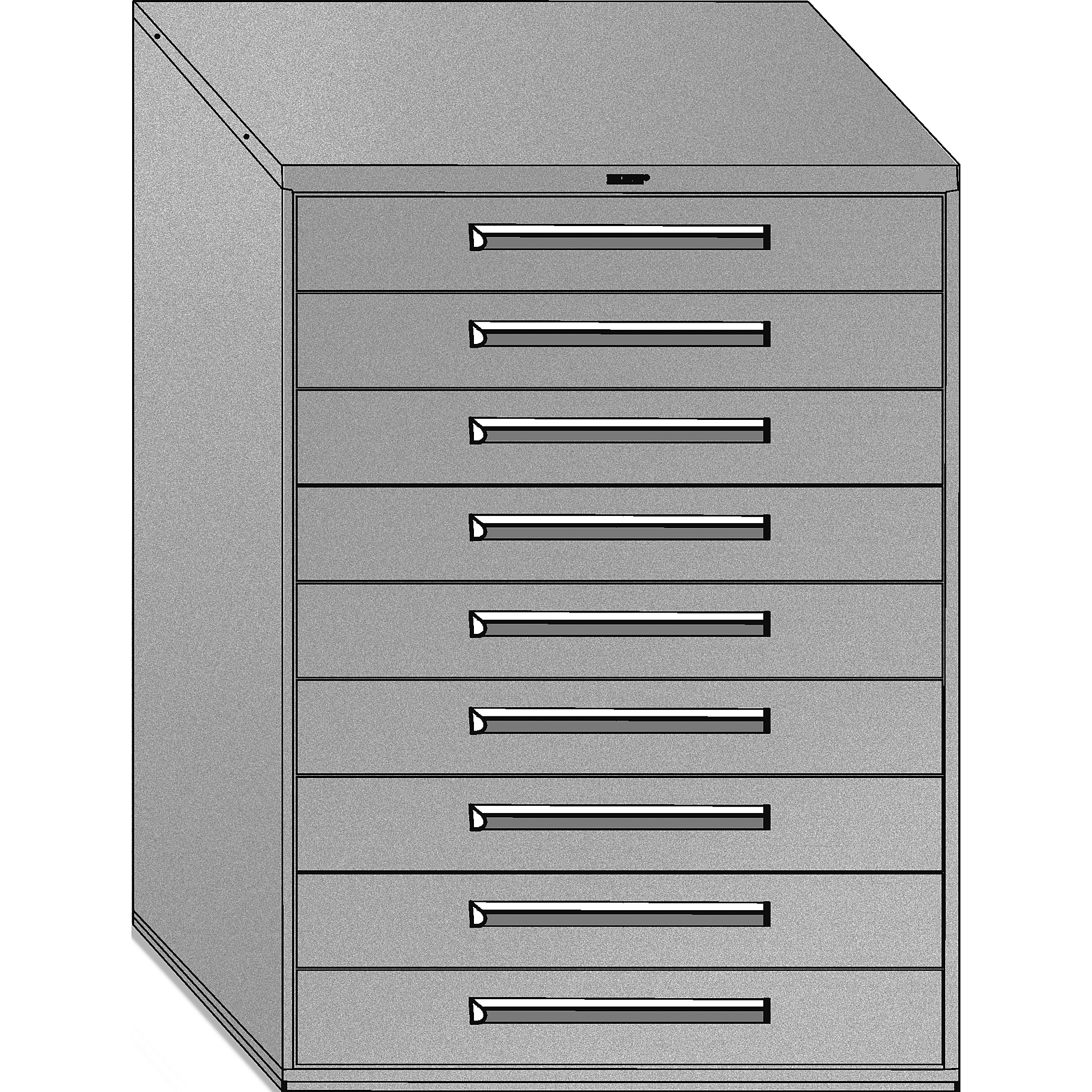 Equipto, 45in. wide Modular Drawer Cabinet- No Divider, Height 59 in, Width 45 in, Drawers 9 Total; 9 6"h Model # 4482-GY; Color: Smooth Office Gray