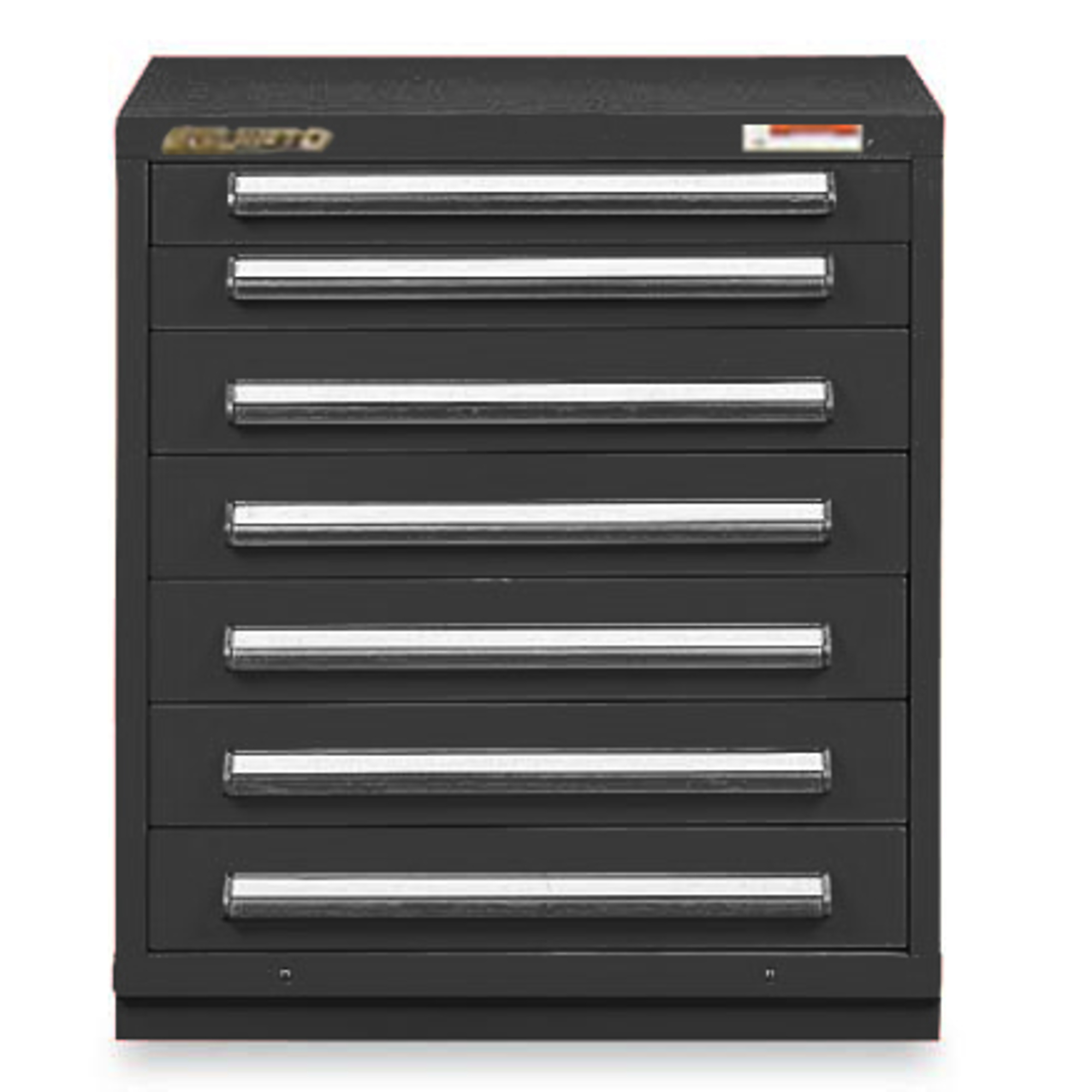 Equipto, 30in. wide Modular Drawer Cabinet- With Divider, Height 33.5 in, Width 30 in, Drawers 7 total - 2 3"h, 5 4.5"h Model# 4431H-BK; Color: Textured Black