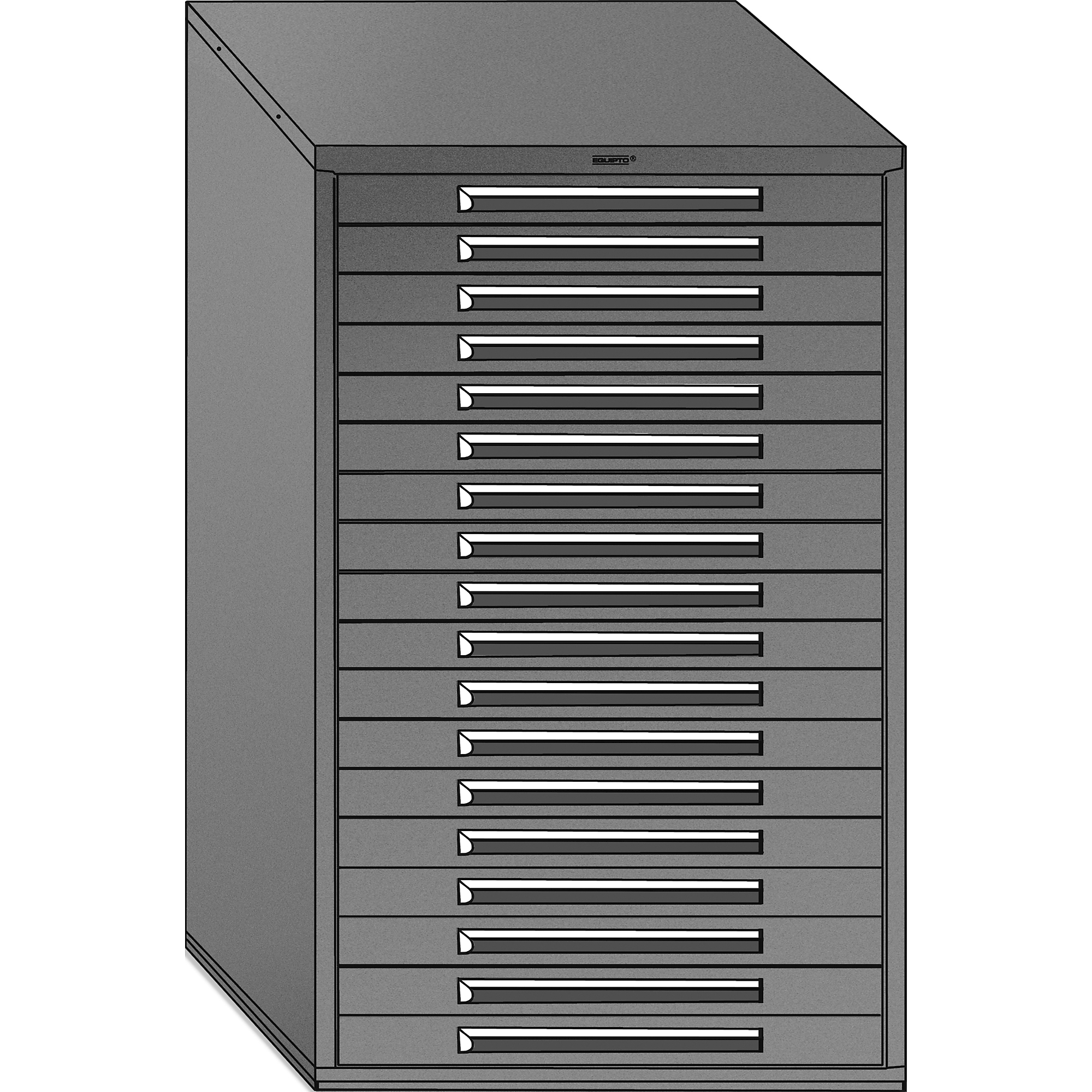 Equipto, 36-7/8in. W x 25in.D X 59in.H Modular Drawer Cabinet with Dividers, 18 3"h drawers, 200 lb capacity each drawer 200 Model # S4340D24N-GY; Color: Smooth Office Gray