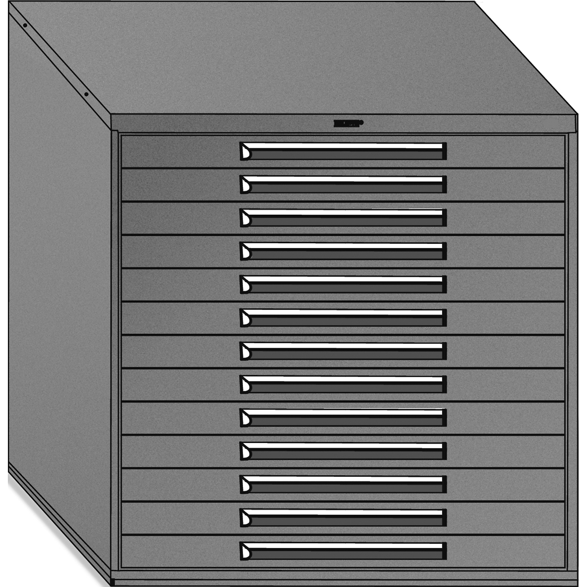 Equipto, 45in. wide Modular Drawer Cabinet- With Divider, Height 44 in, Width 45 in, Drawers 13  total - 13 3"h Model # 4470H-BL; Color : Textured Royal Blue