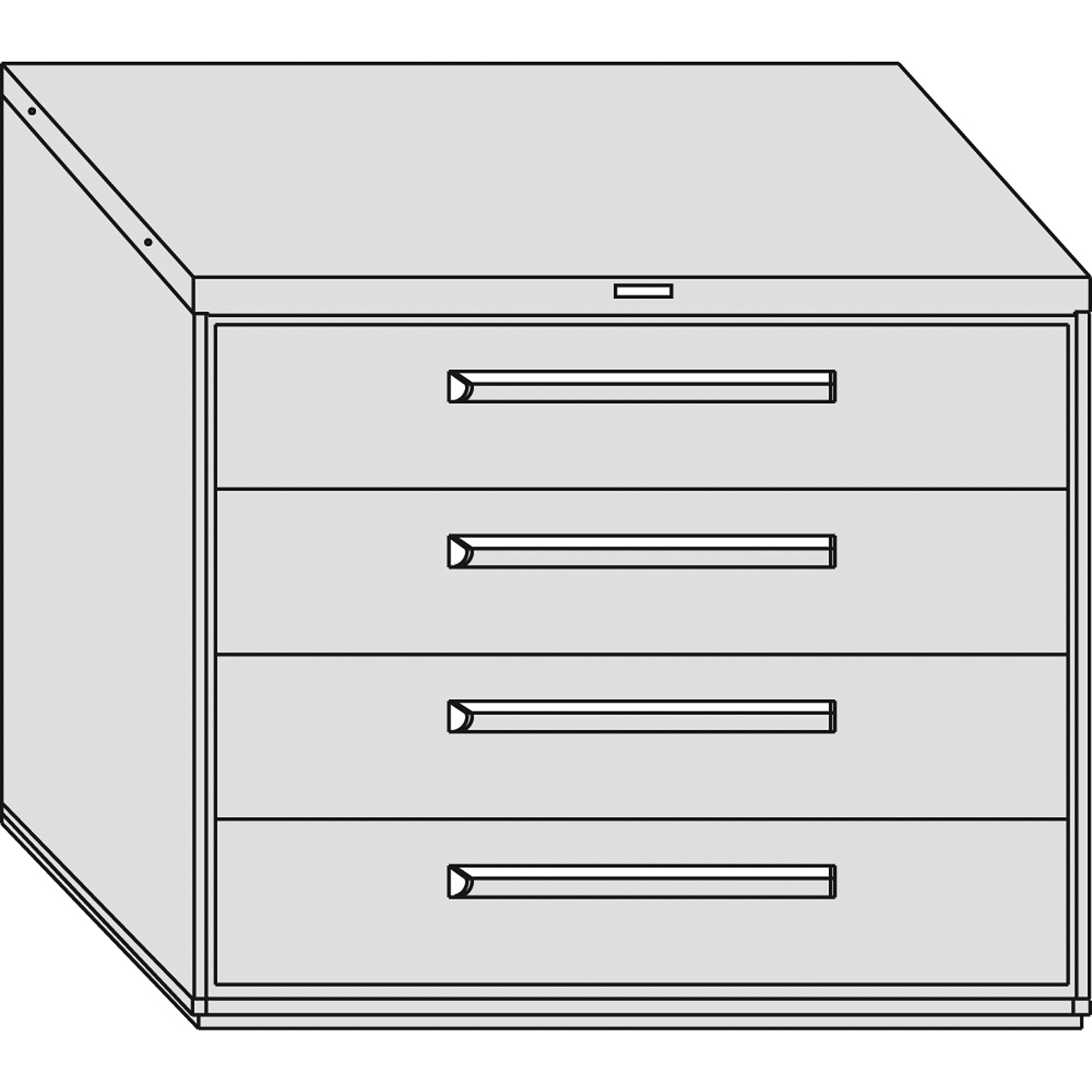Equipto, 45in. wide Modular Drawer Cabinet- With Dividers, Height 38 in, Width 45 in, Drawers 4 total; 4 8.25"h Model# 444538-004-01-GY; Color: Smooth Office Gray